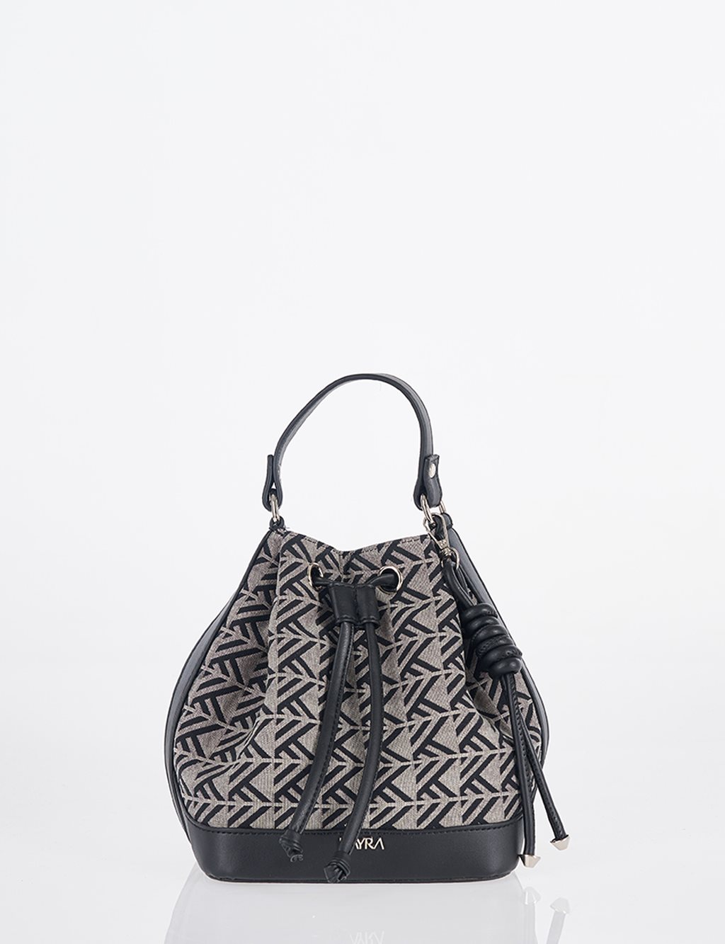 Monogram Patterned Bucket Bag – Black