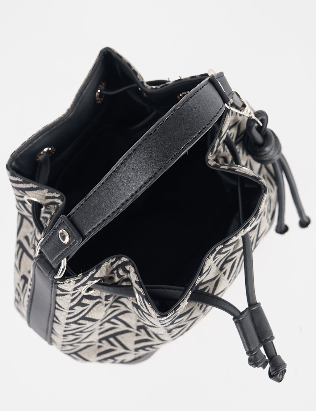 Monogram Patterned Bucket Bag – Black