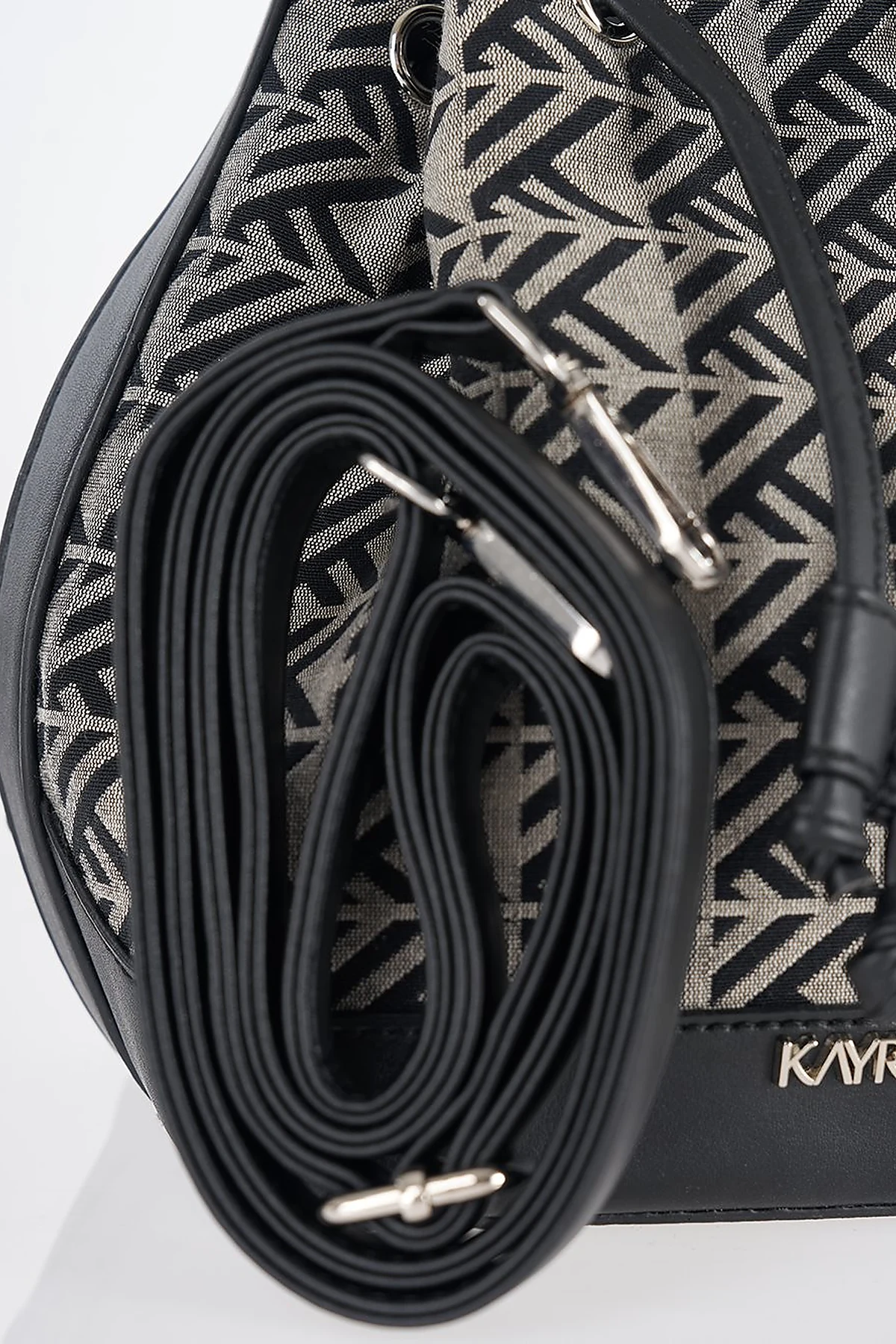Monogram Patterned Bucket Bag – Black