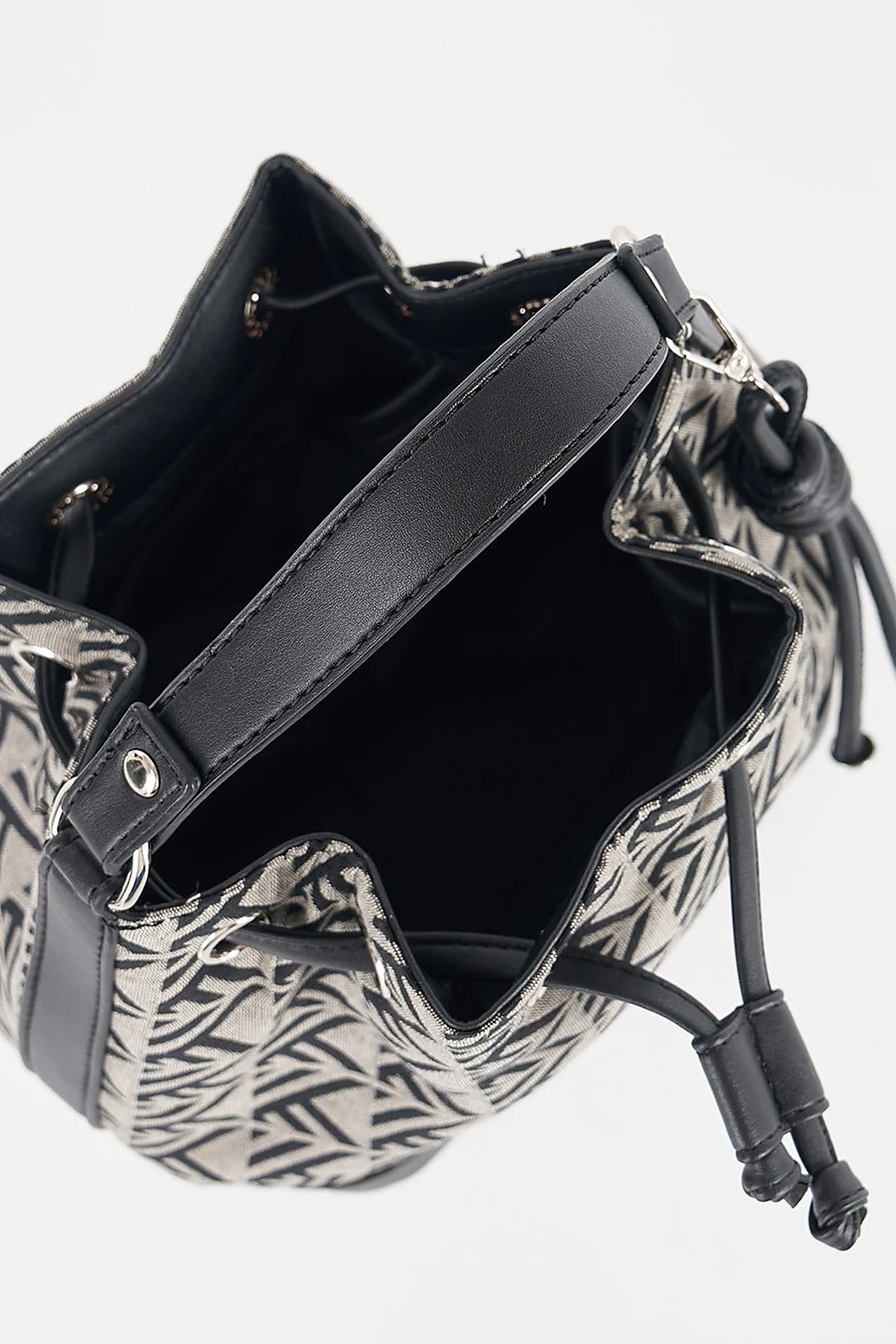 Monogram Patterned Bucket Bag – Black