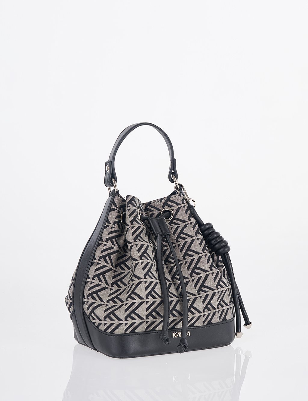 Monogram Patterned Bucket Bag – Black