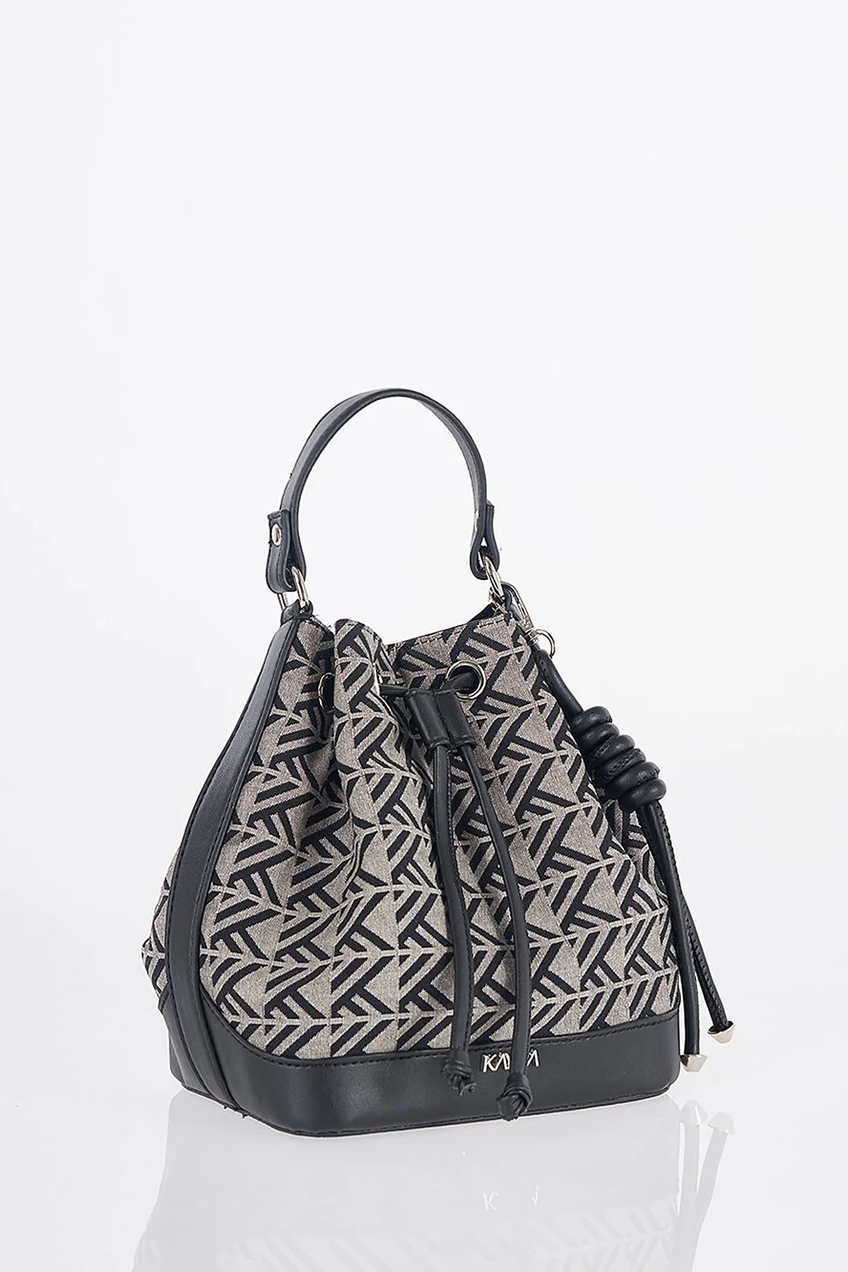 Monogram Patterned Bucket Bag – Black