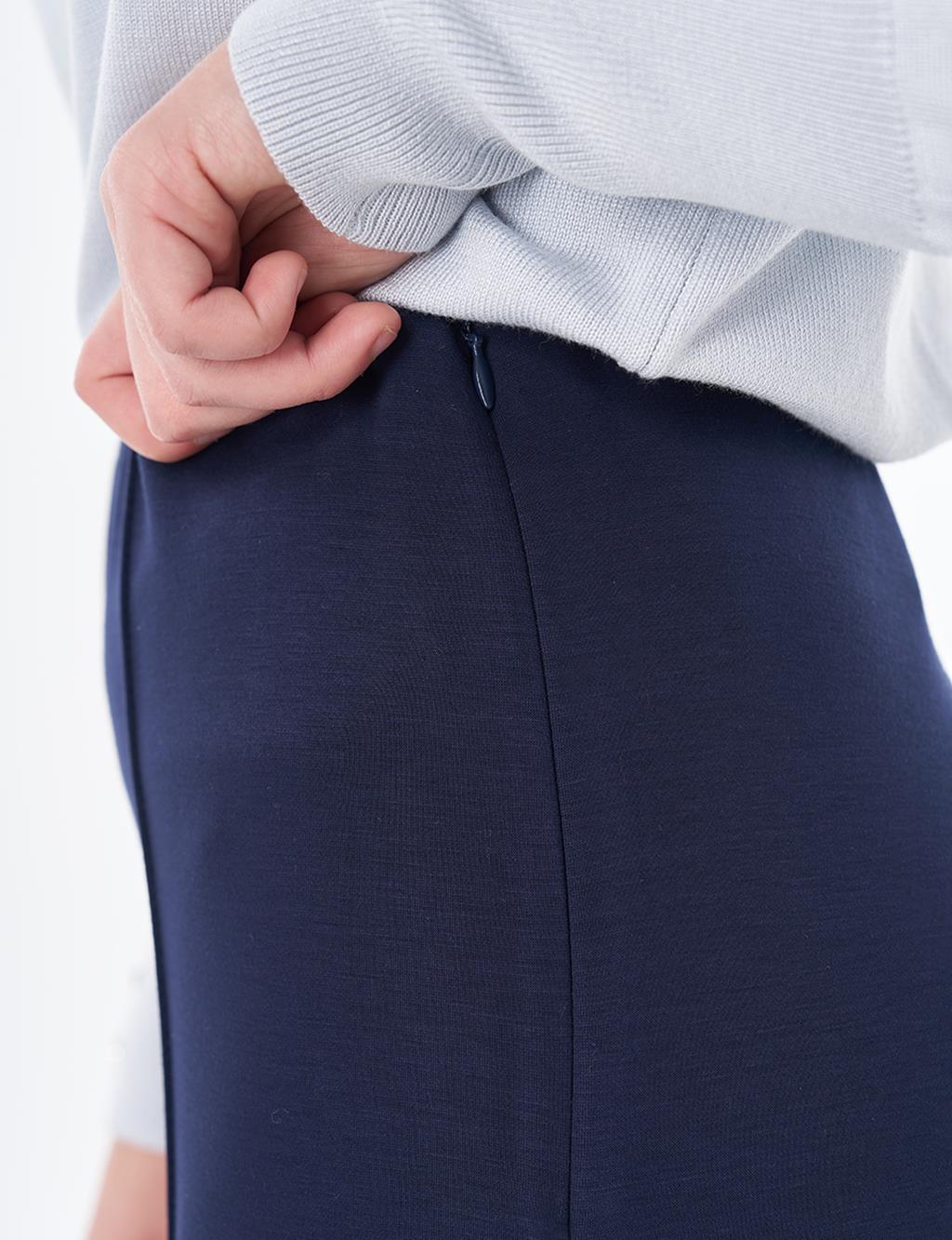 High-Waisted Flared Trousers – Dark Navy