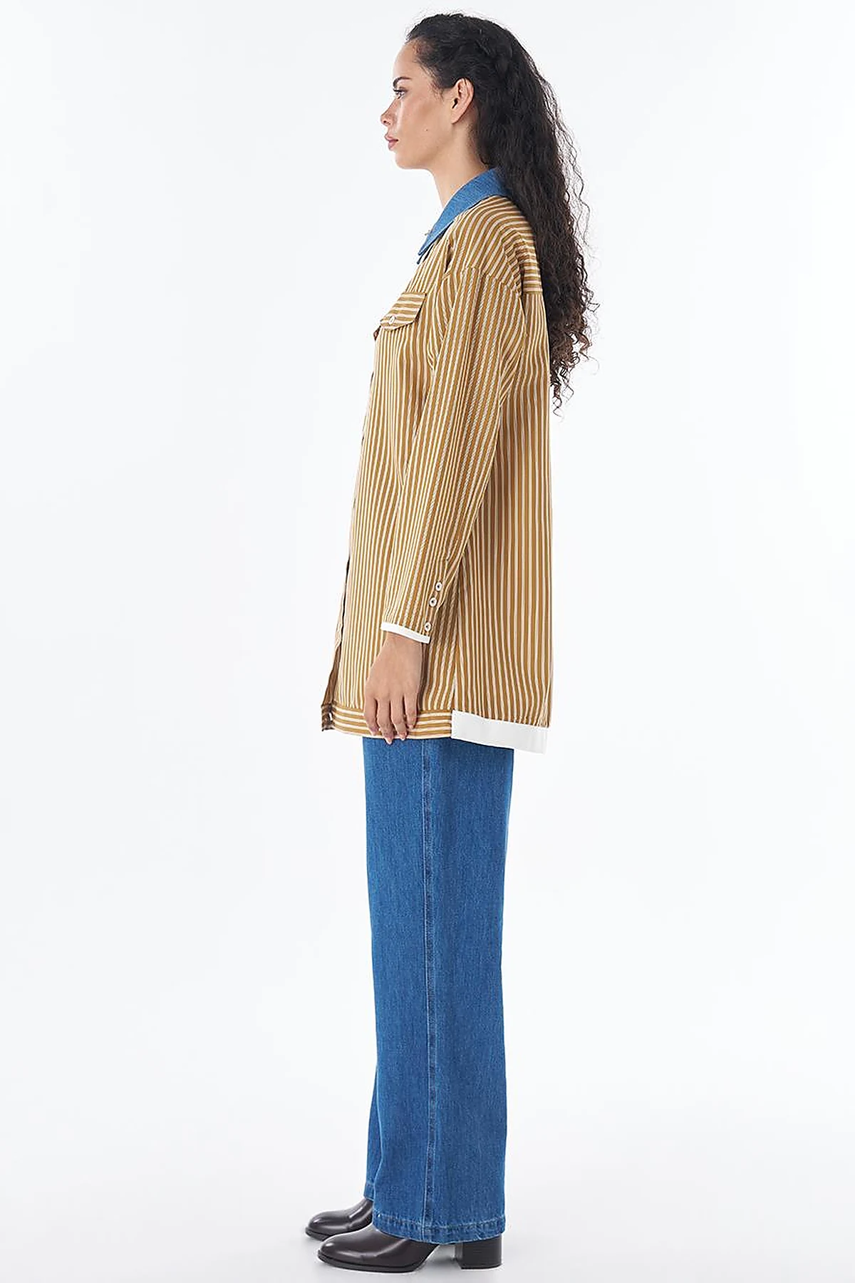 Collar Detail Viscose Tunic – Mustard