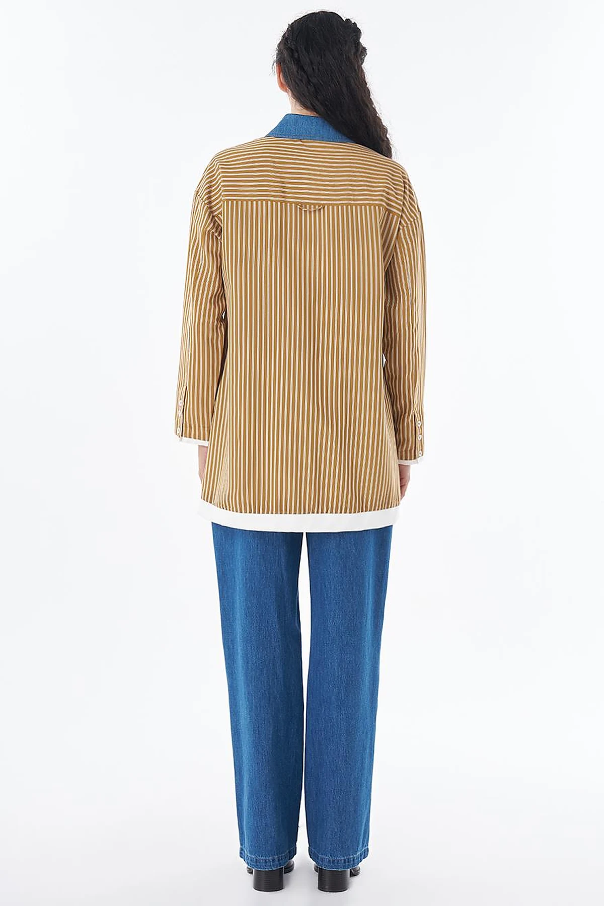 Collar Detail Viscose Tunic – Mustard