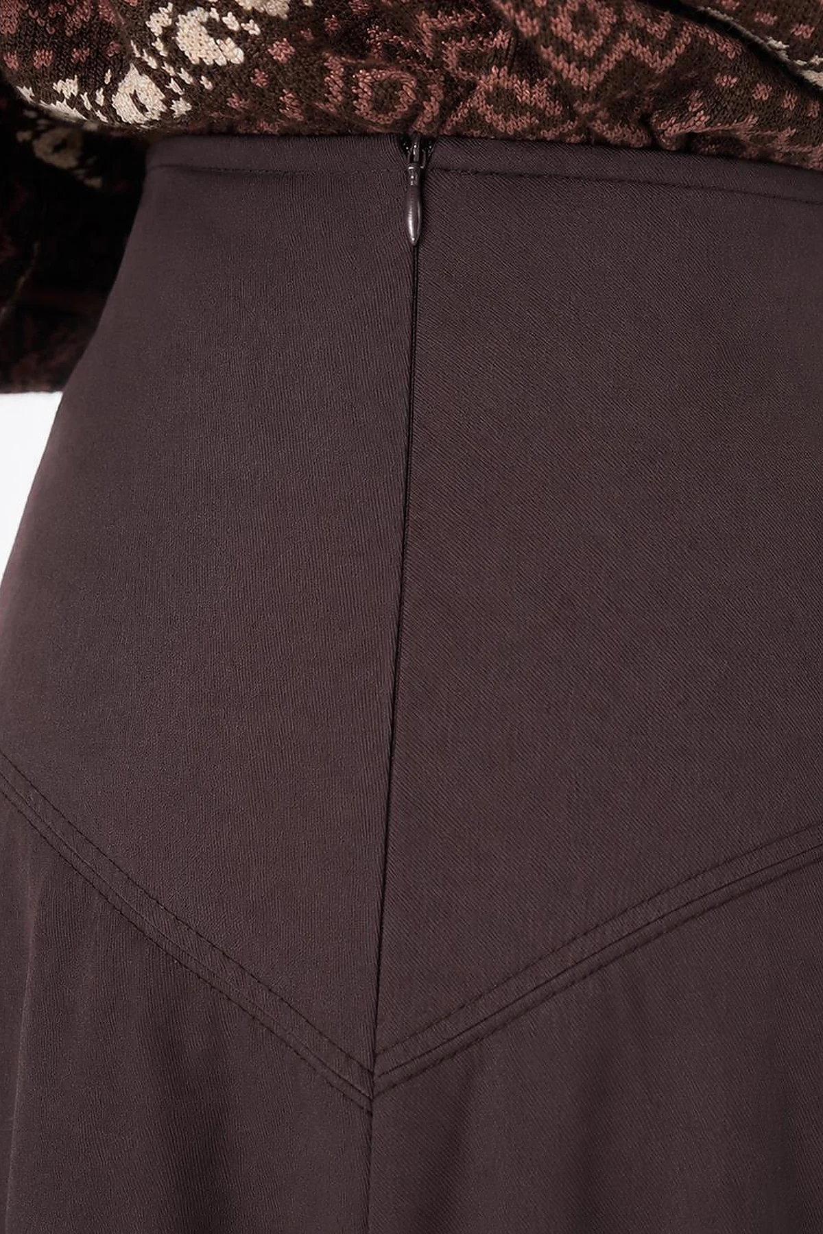 High-Waisted Flared Skirt - Dark Brown