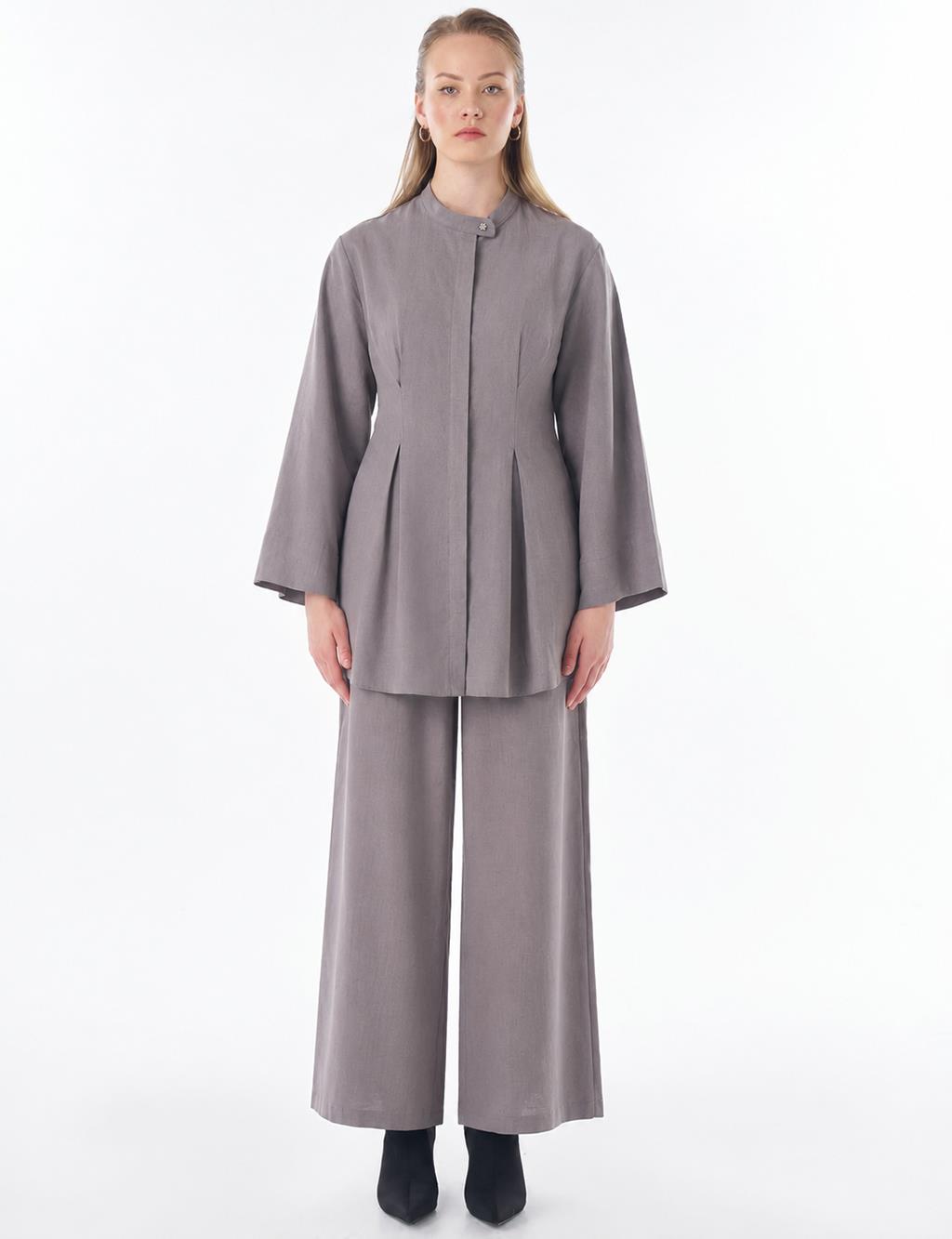 Dart Detail Cotton Linen Tunic – Dark Mink