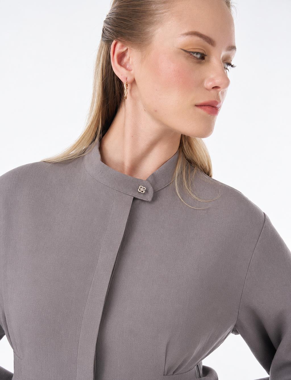 Dart Detail Cotton Linen Tunic – Dark Mink