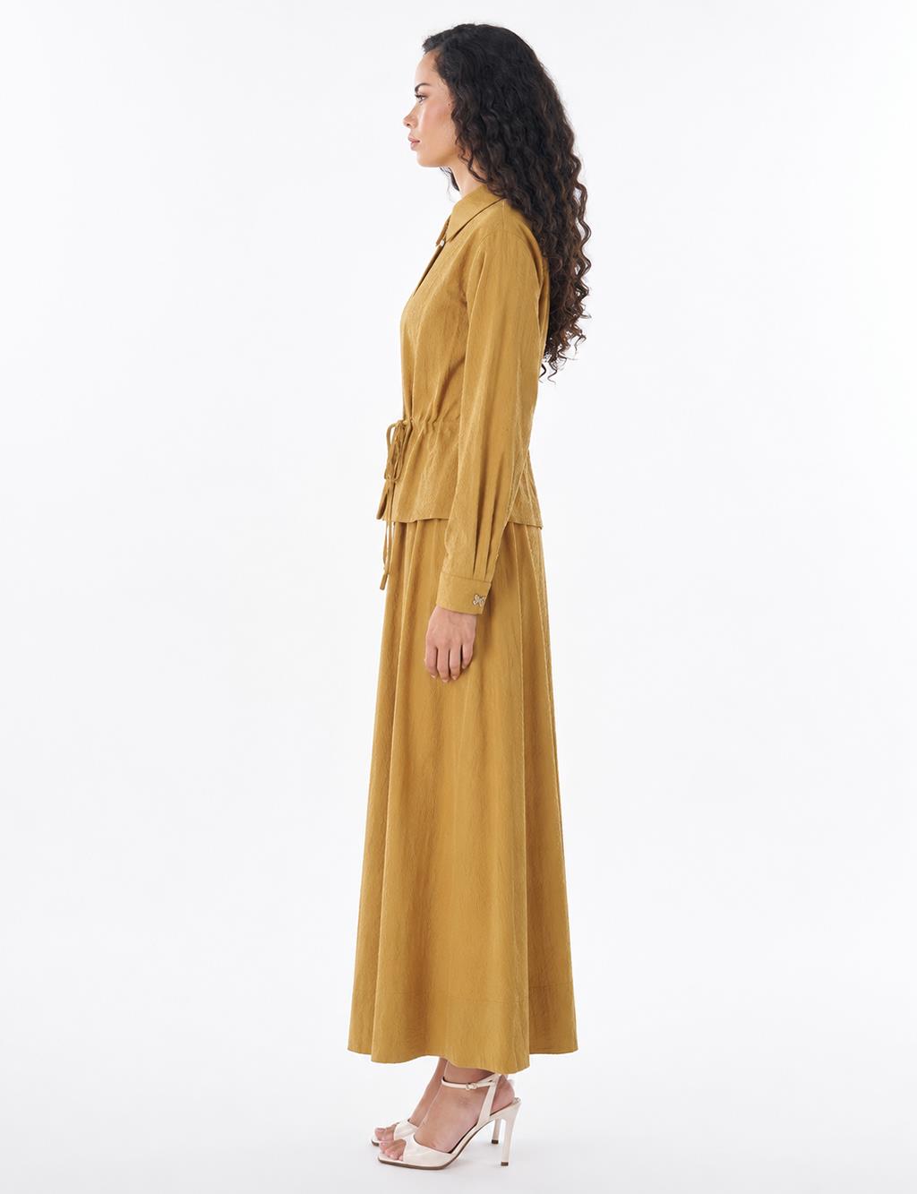 100% Cotton Skirt Set – Dark Mustard