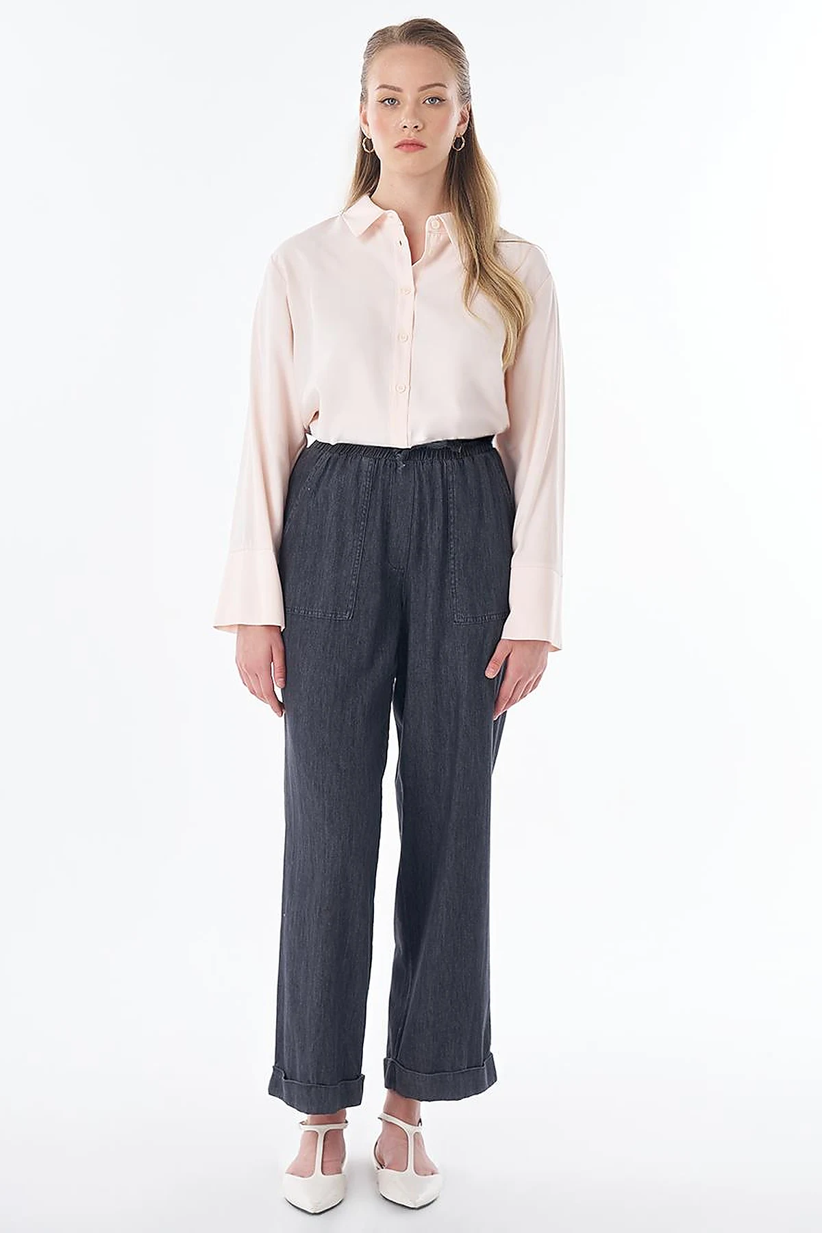 Elastic Waist Drawstring Pants – Black