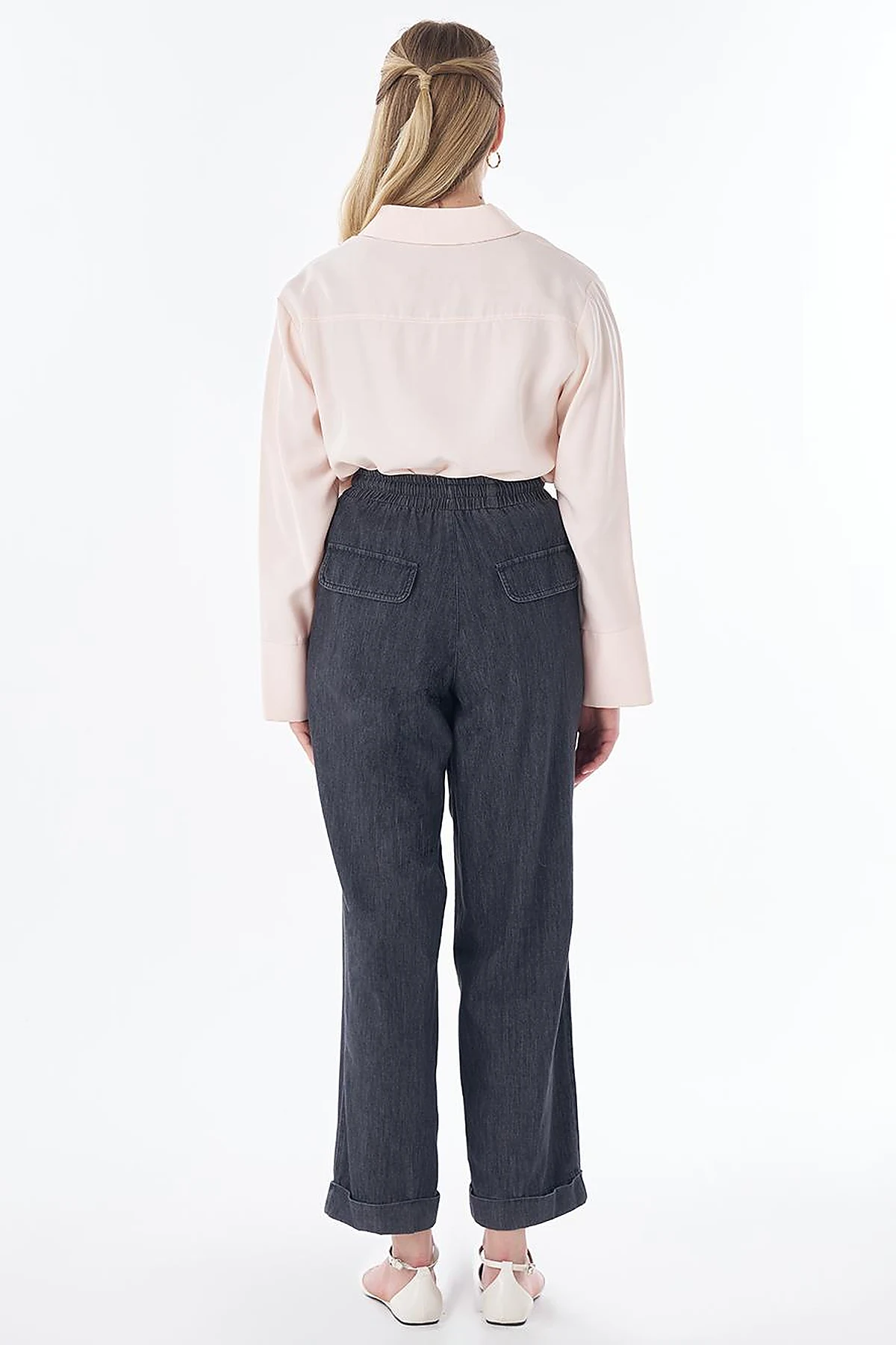 Elastic Waist Drawstring Pants – Black