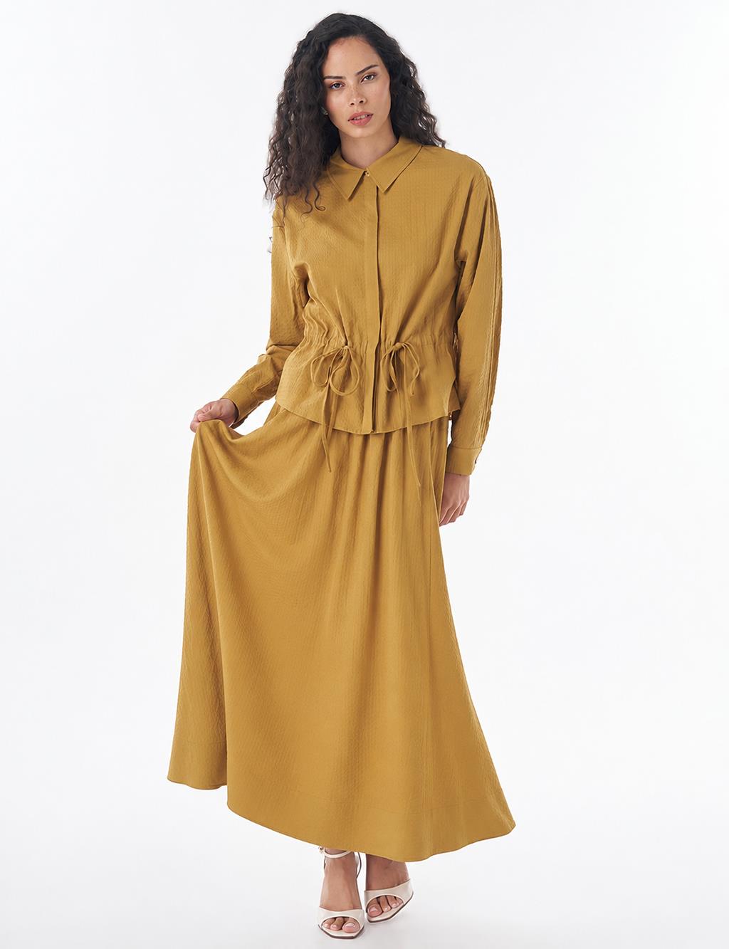 100% Cotton Skirt Set – Dark Mustard