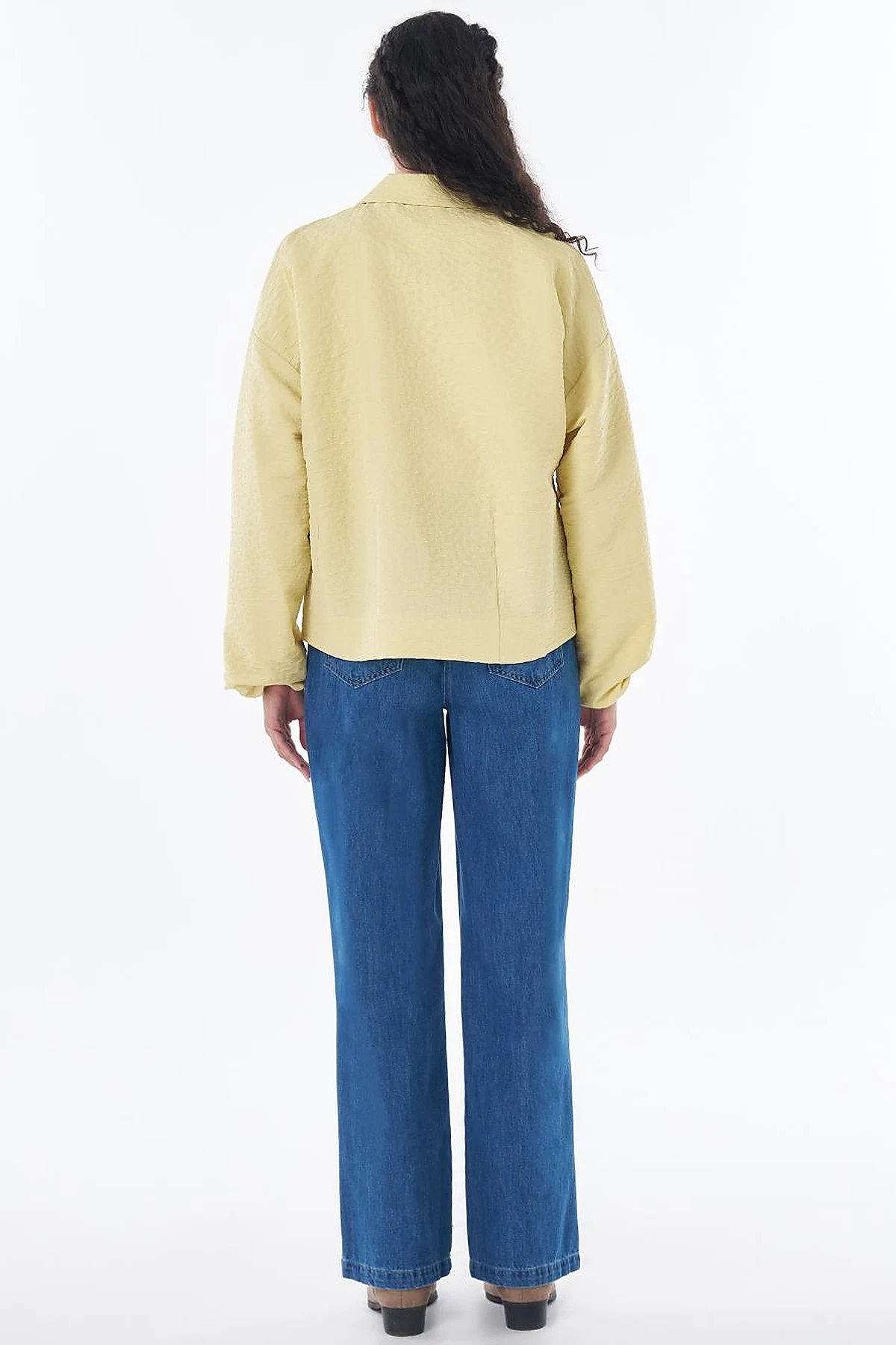 Textured Polo Collar Jacket – Lemon
