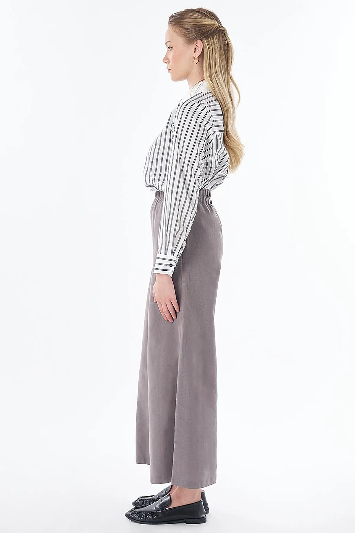 Wide-Leg Cotton Linen Pants – Dark Mink