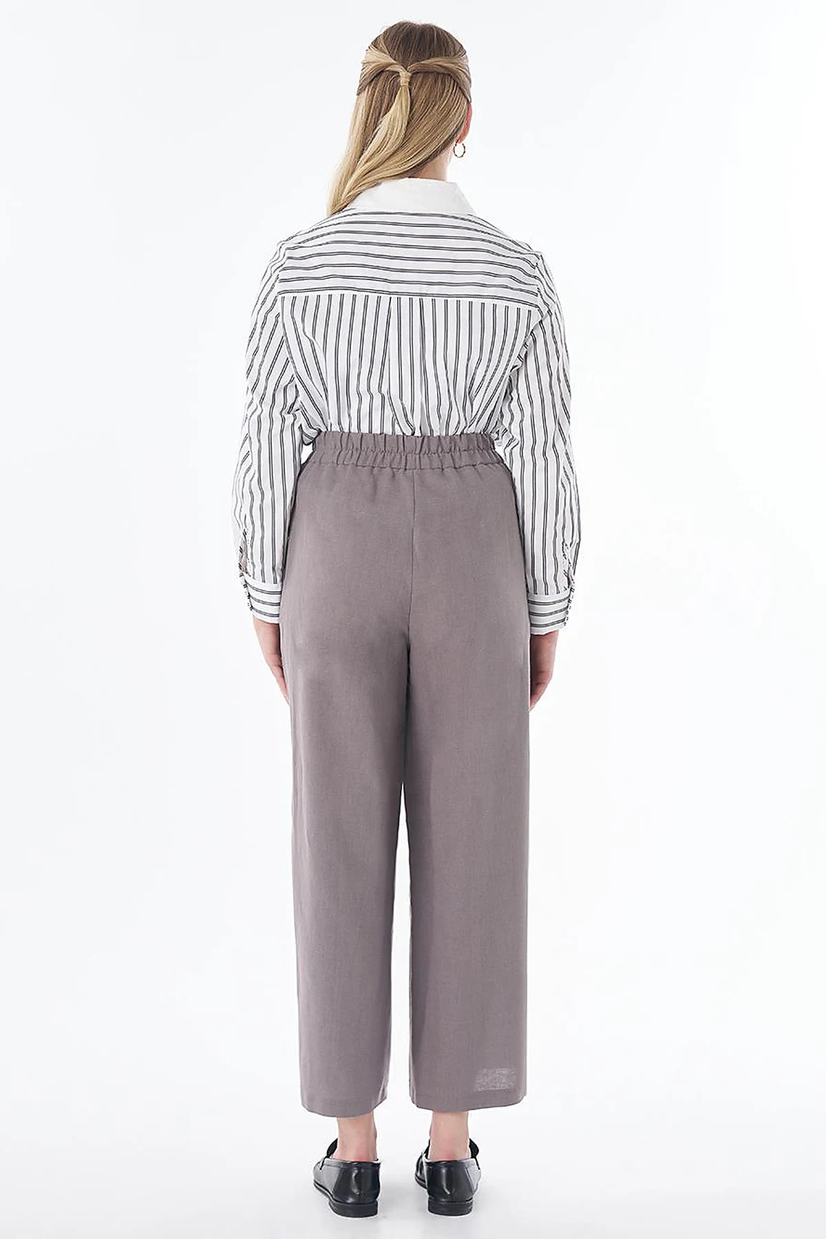 Wide-Leg Cotton Linen Pants – Dark Mink