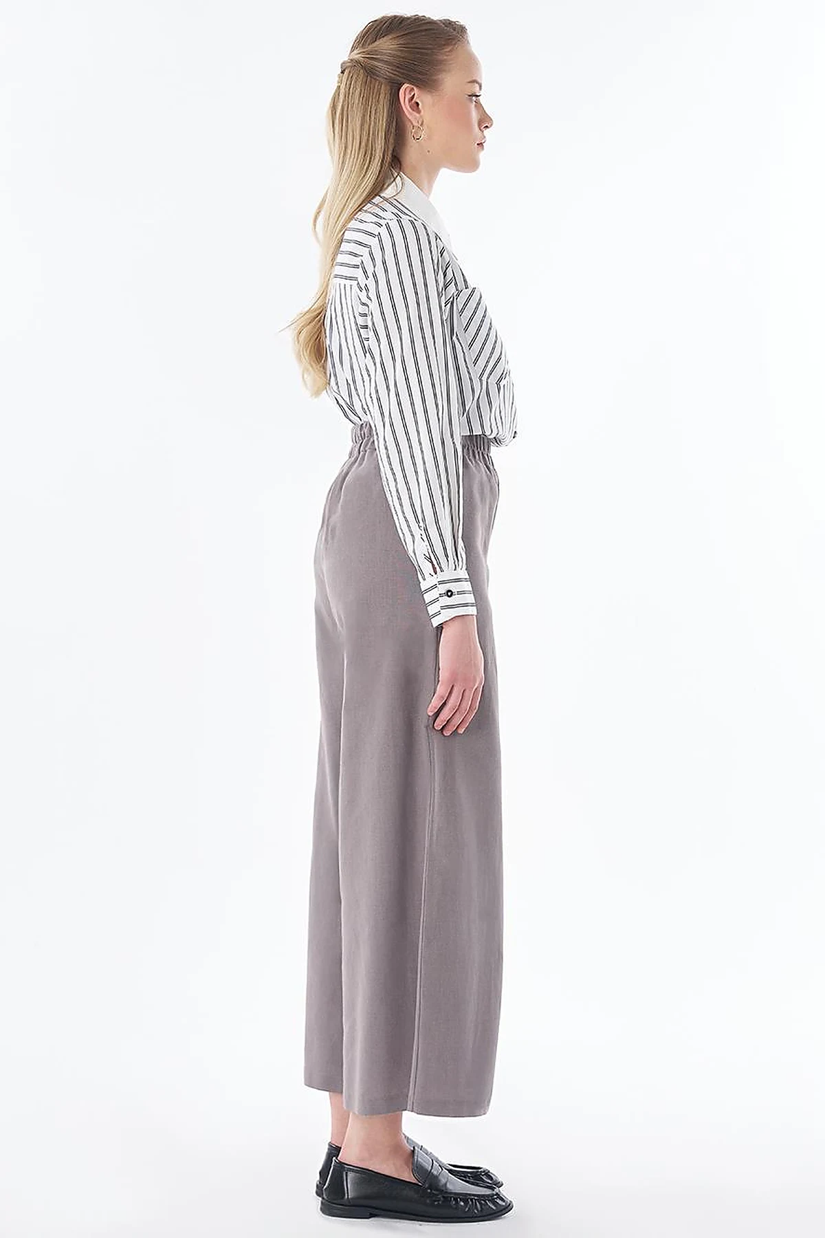 Wide-Leg Cotton Linen Pants – Dark Mink