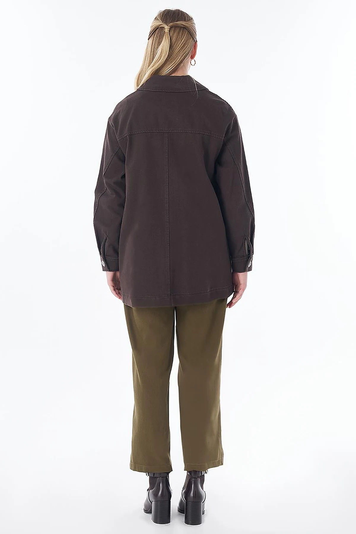 Shiny Button Jacket – Dark Brown