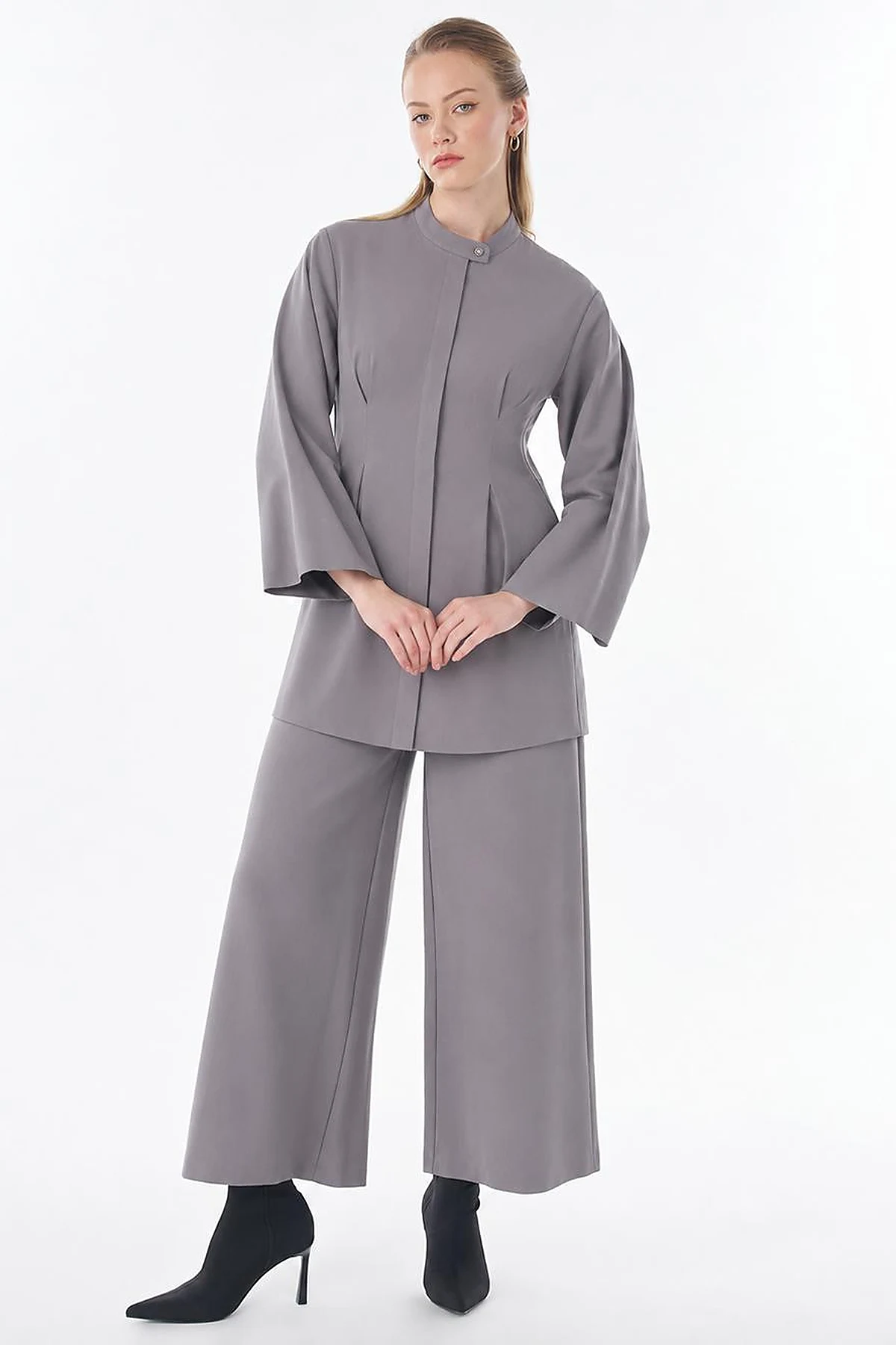 Dart Detail Cotton Linen Tunic – Dark Mink