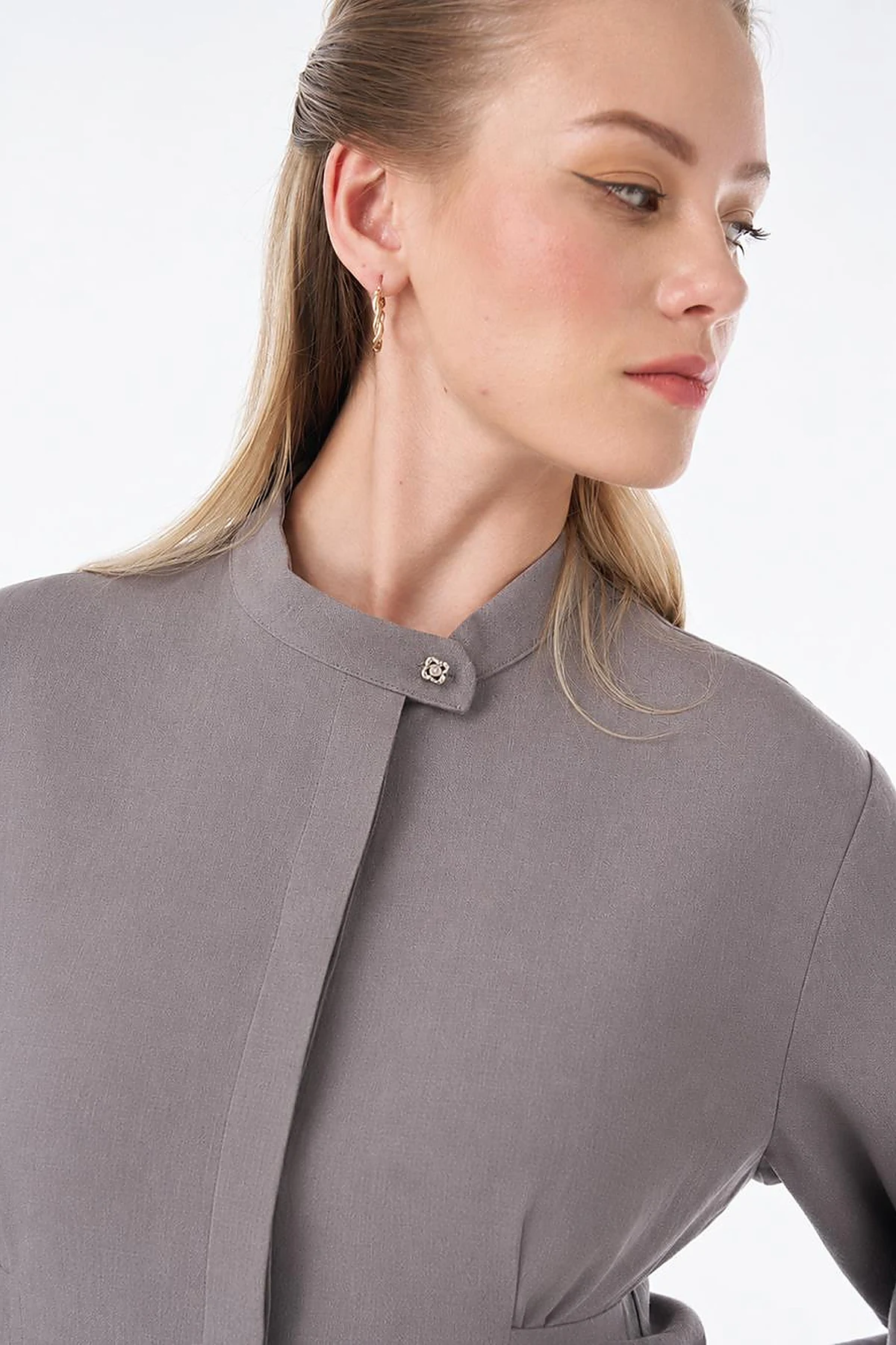 Dart Detail Cotton Linen Tunic – Dark Mink