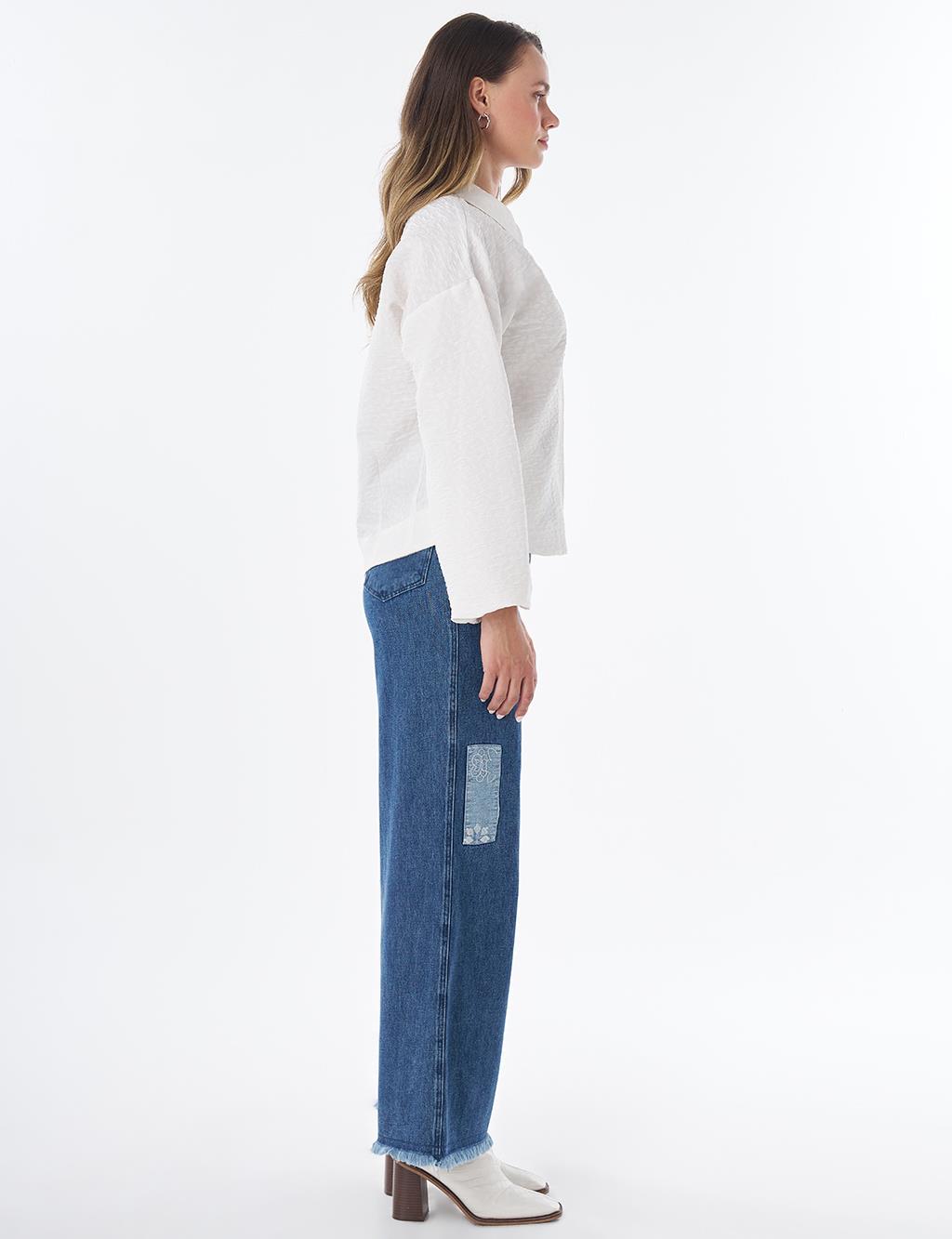 Textured Polo Collar Jacket – Ecru