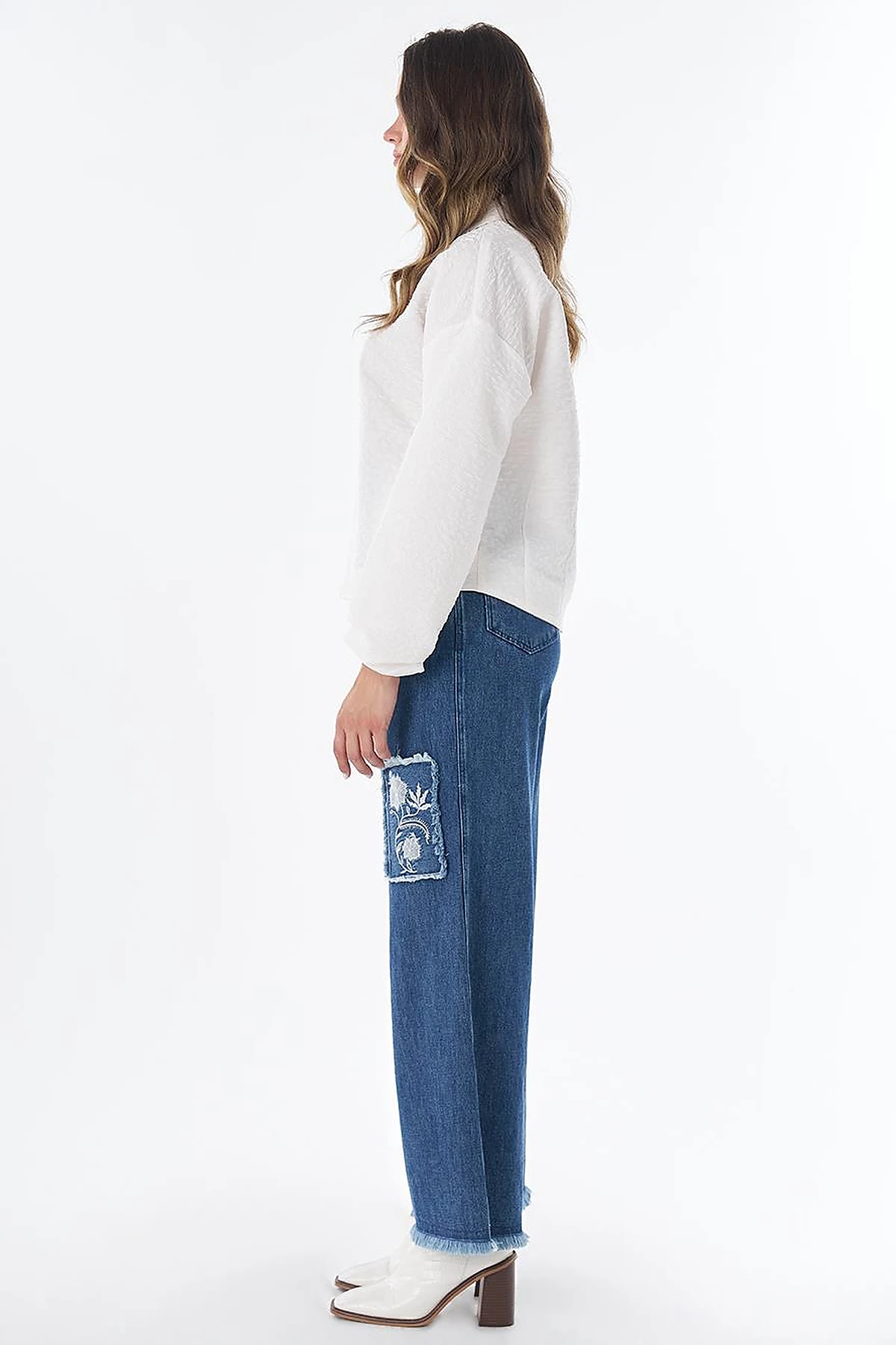 Textured Polo Collar Jacket – Ecru