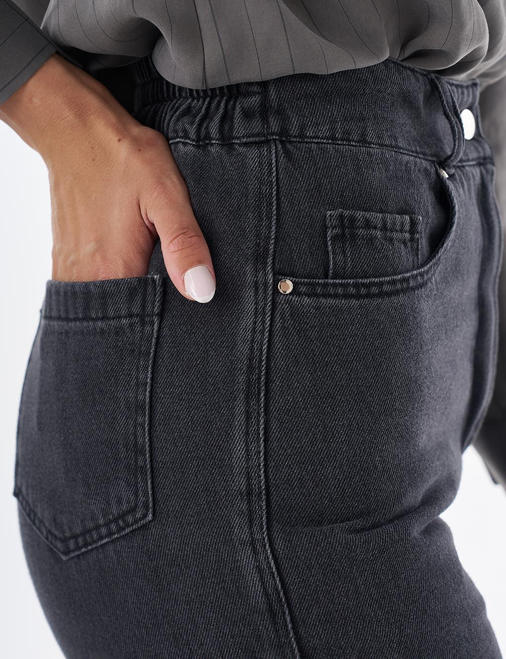Tasseled Denim Pants – Black