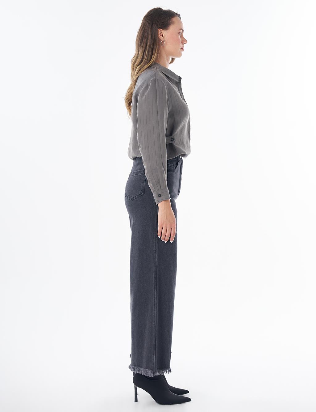 Tasseled Denim Pants – Black
