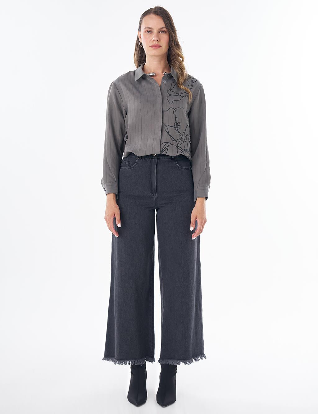 Tasseled Denim Pants – Black