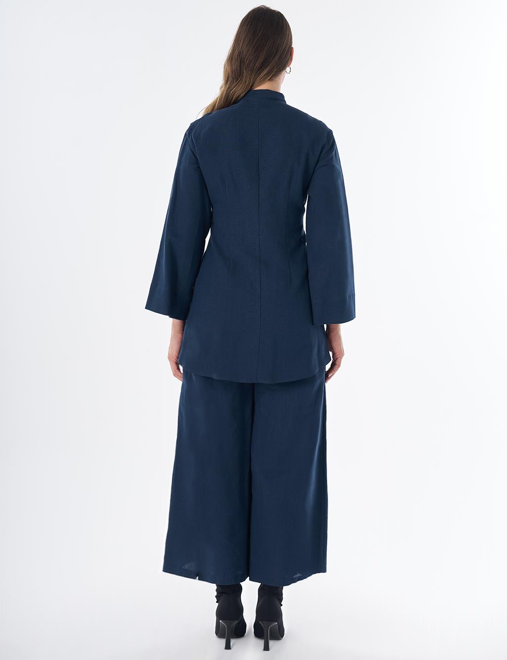 Dart Detail Cotton Linen Tunic – Dark Navy
