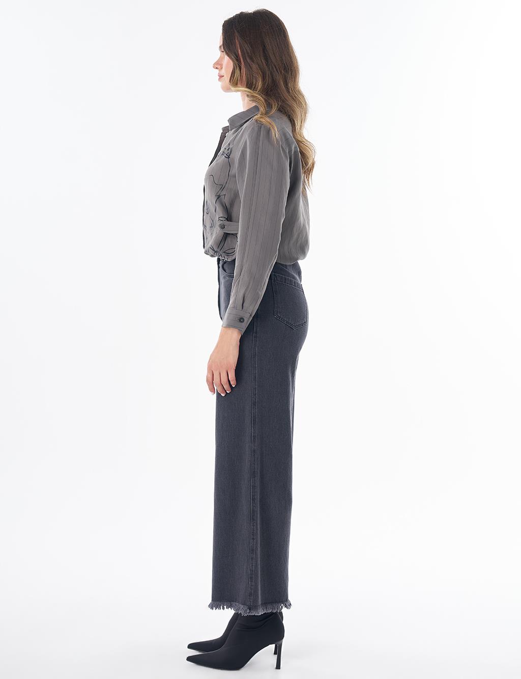Tasseled Denim Pants – Black