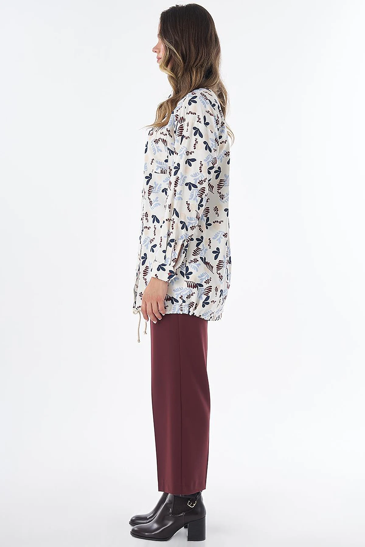 Patterned Cotton Linen Tunic – Cream
