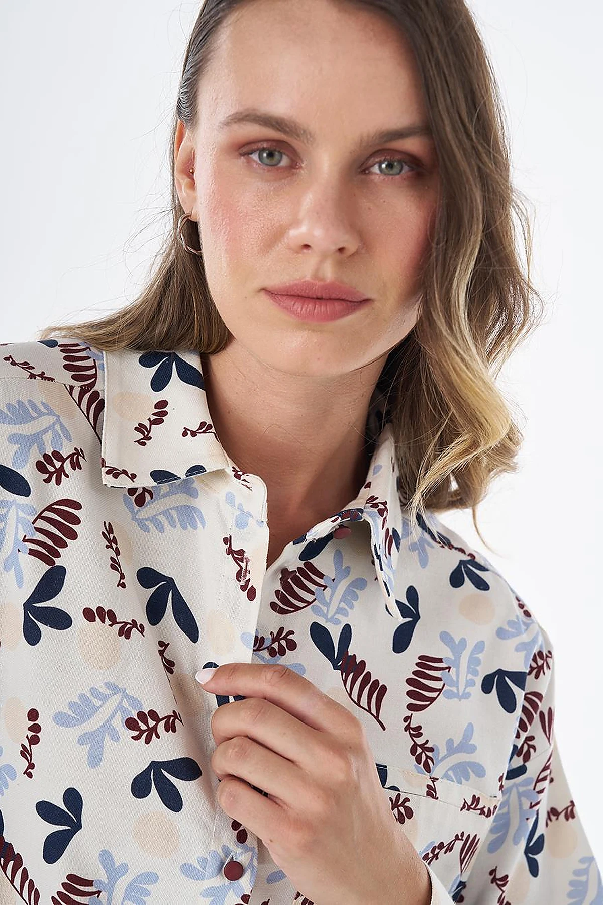 Patterned Cotton Linen Tunic – Cream