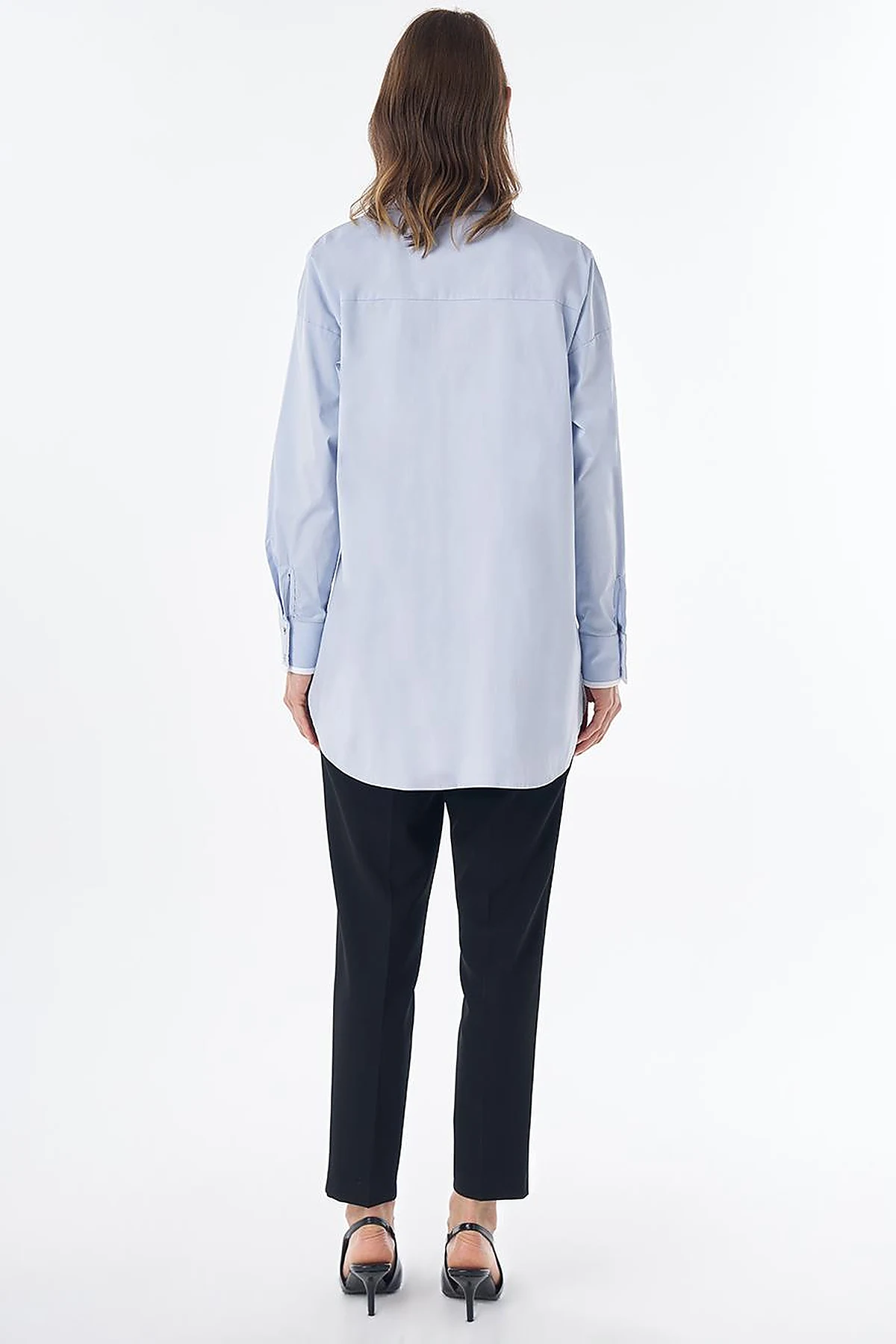 Mesh Trim Cotton Tunic – Blue