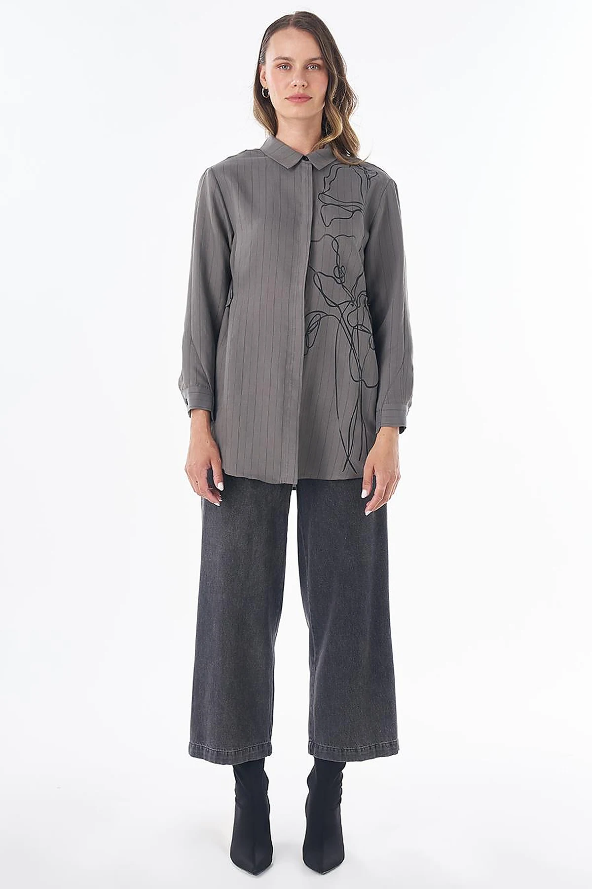 Floral Print Viscose Tunic – Mink