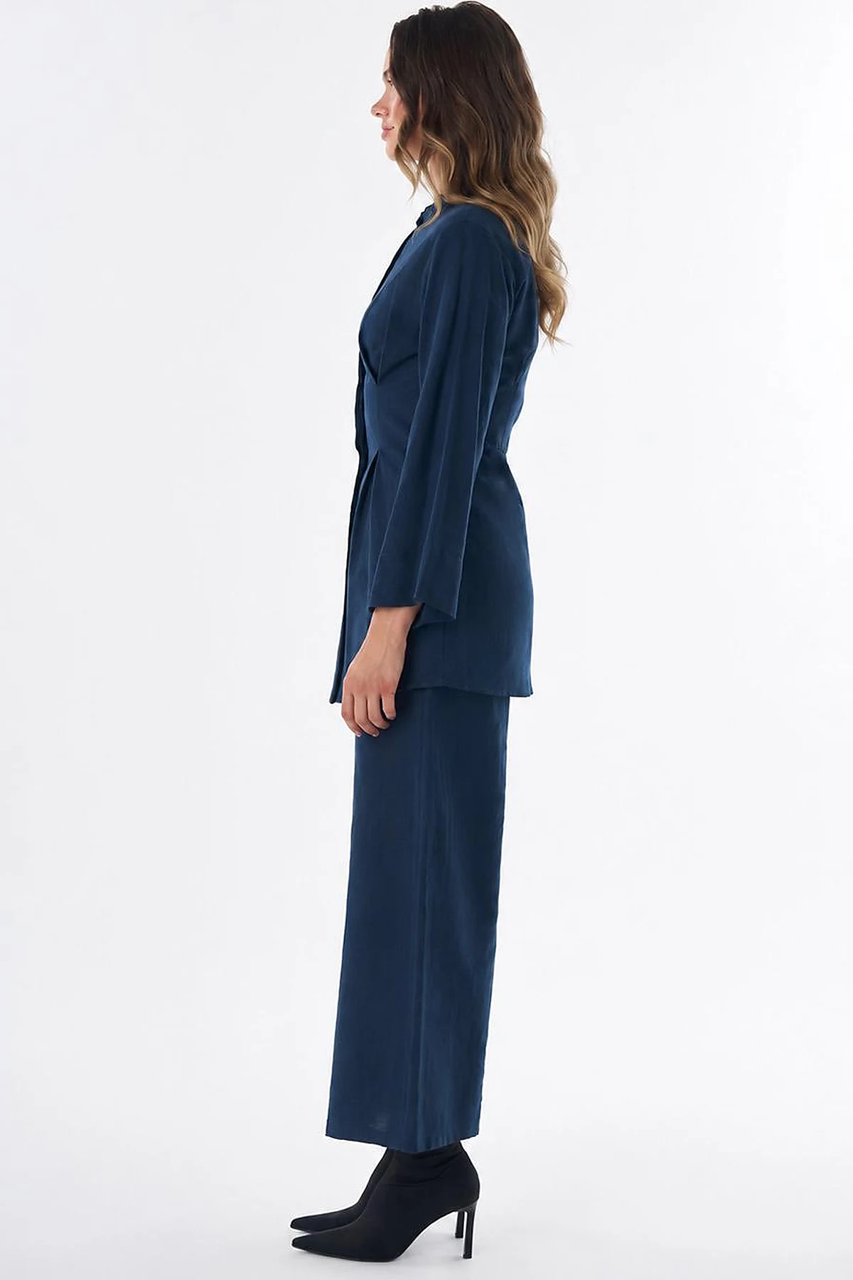 Dart Detail Cotton Linen Tunic – Dark Navy