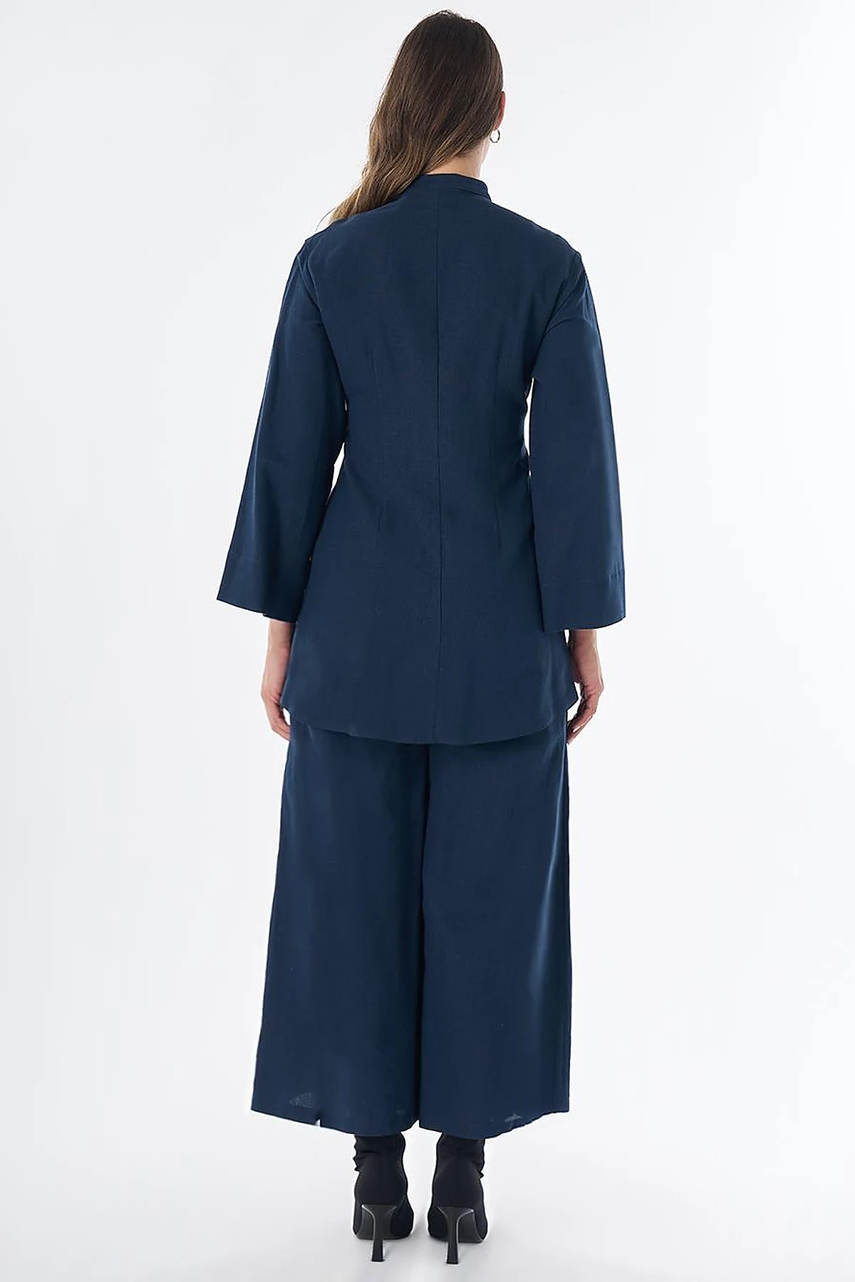 Dart Detail Cotton Linen Tunic – Dark Navy