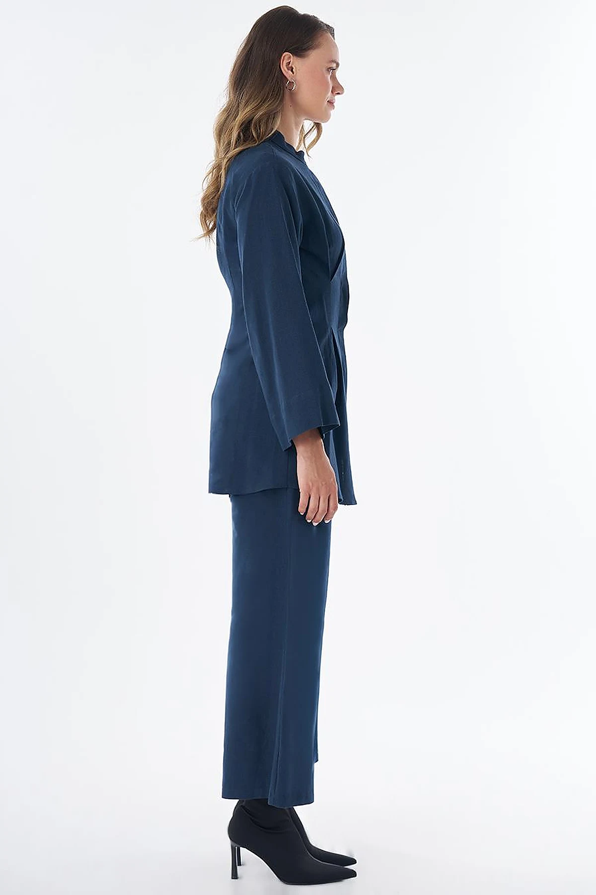 Dart Detail Cotton Linen Tunic – Dark Navy