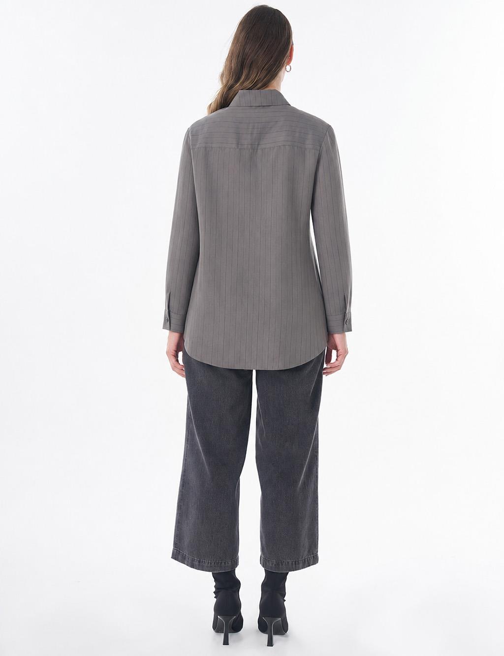 Floral Print Viscose Tunic – Dark Mink