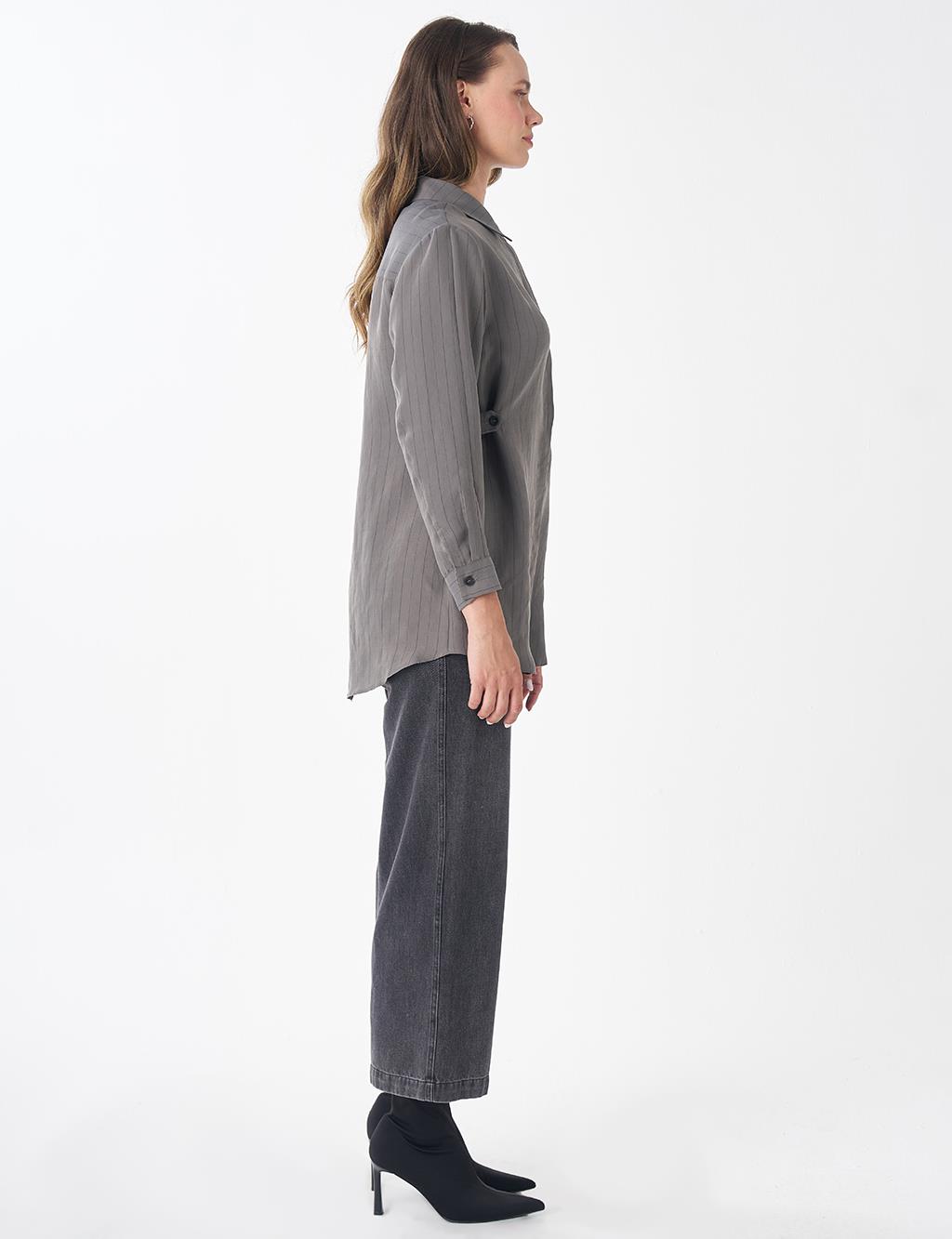 Floral Print Viscose Tunic – Dark Mink