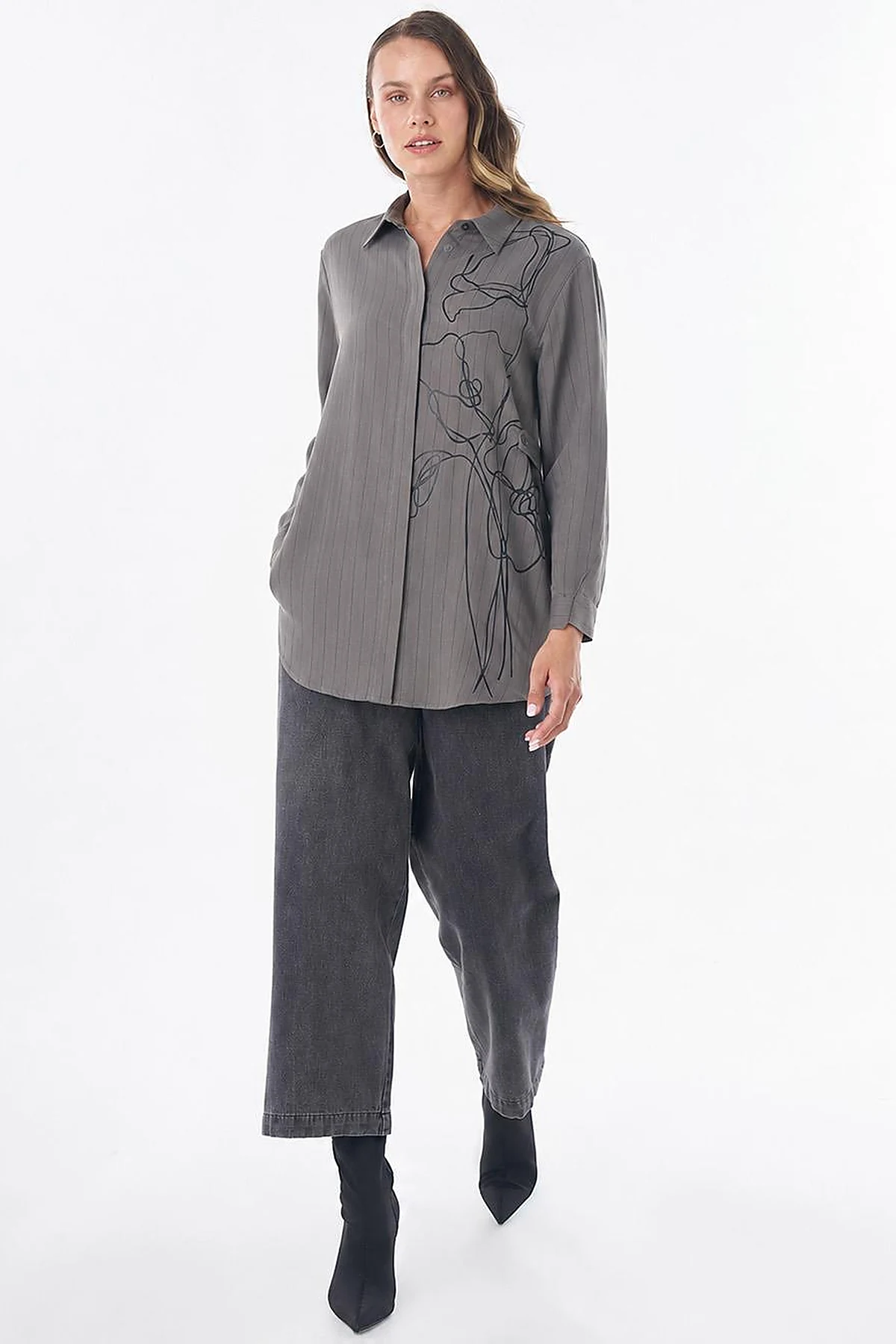 Floral Print Viscose Tunic – Mink