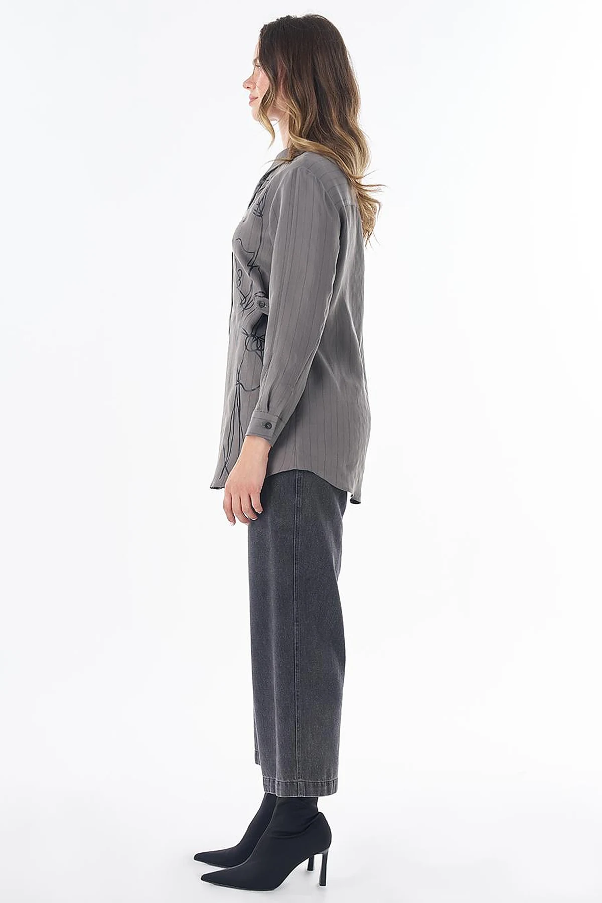 Floral Print Viscose Tunic – Mink