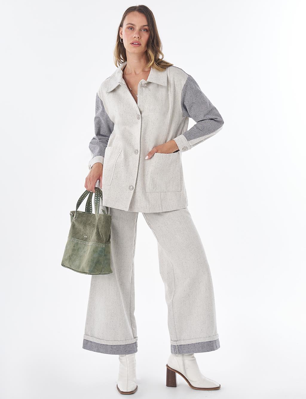Shiny Button Jacket – Gray