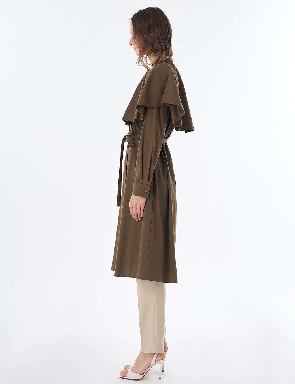 Cape-Detail Long Tunic – Khaki
