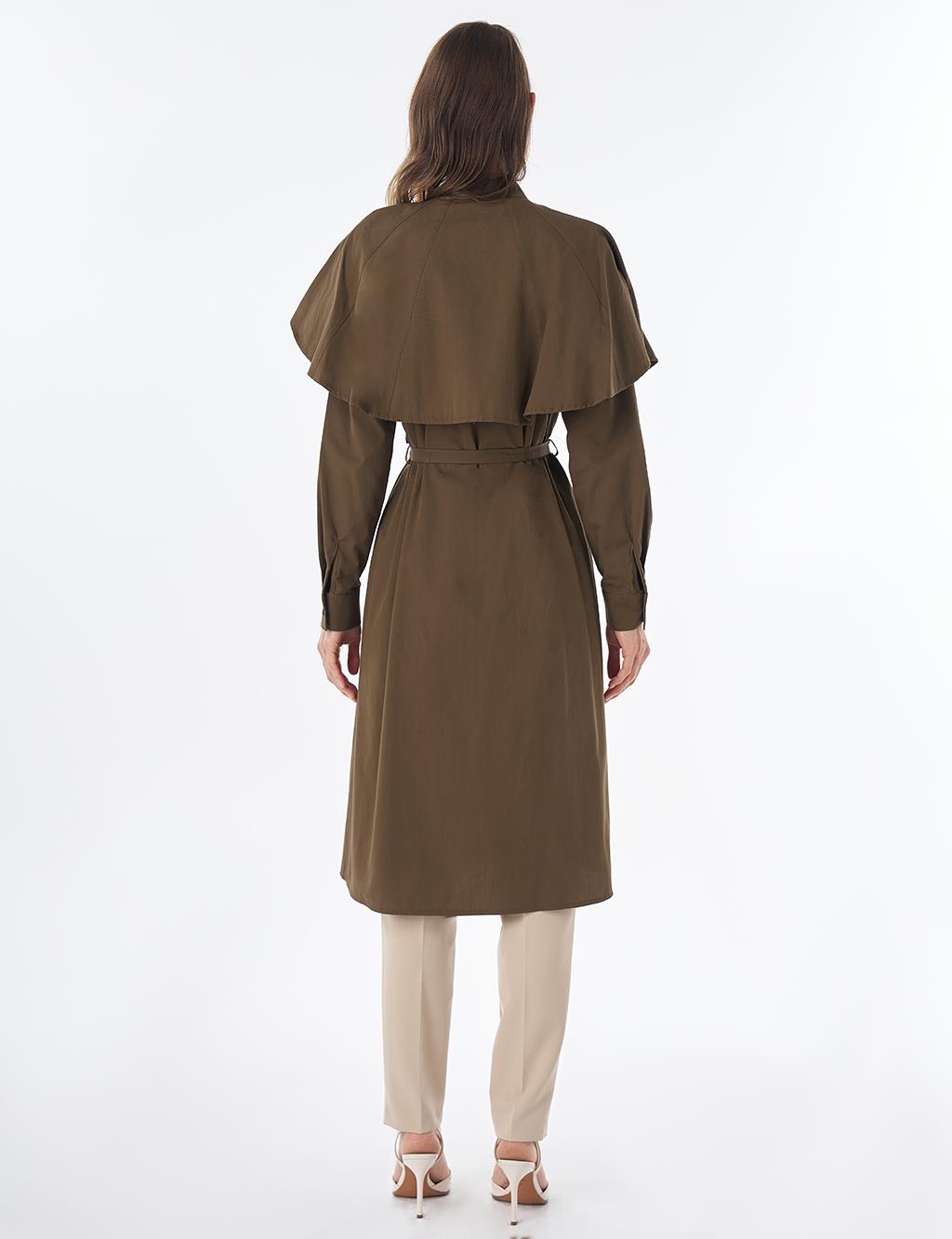 Cape-Detail Long Tunic – Khaki