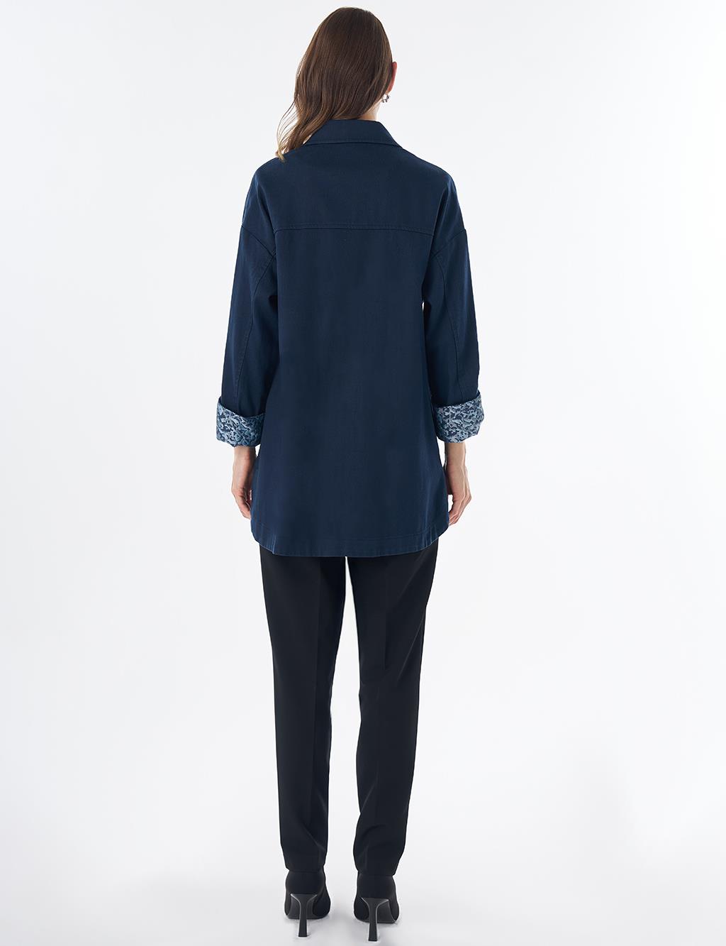 Button-Front Non-Denim Jacket – Dark Navy