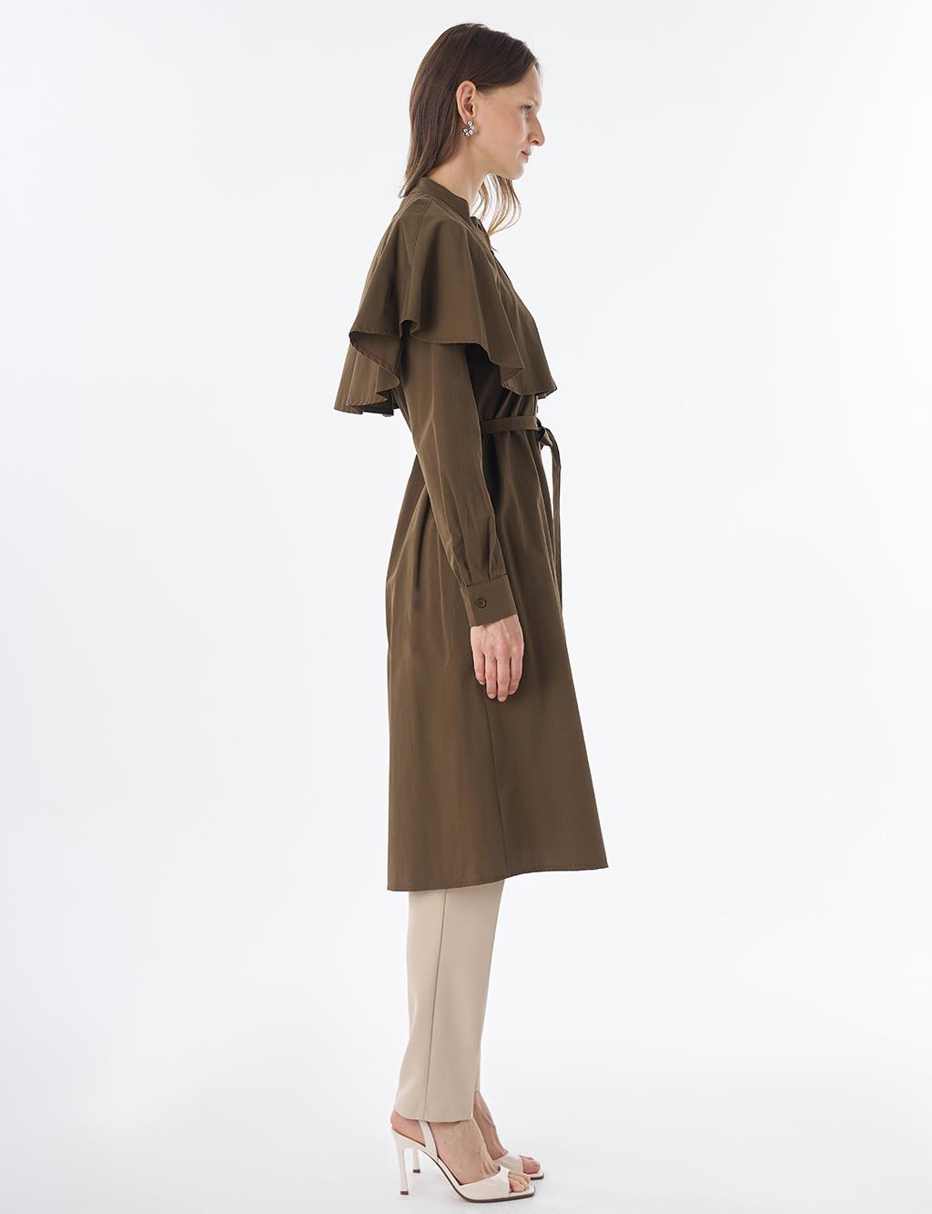 Cape-Detail Long Tunic – Khaki