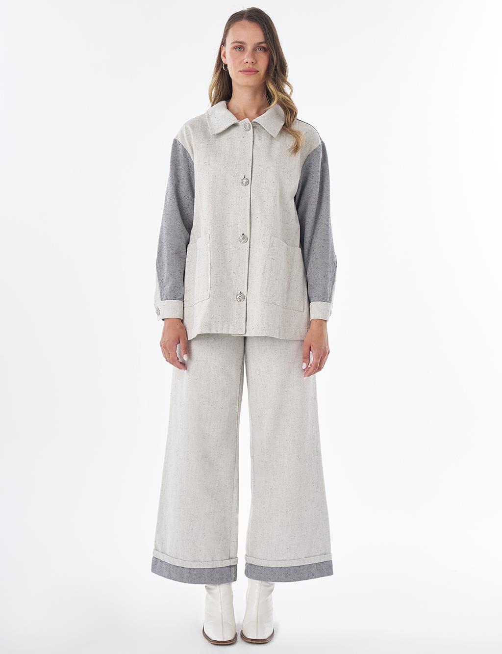 Shiny Button Jacket – Gray