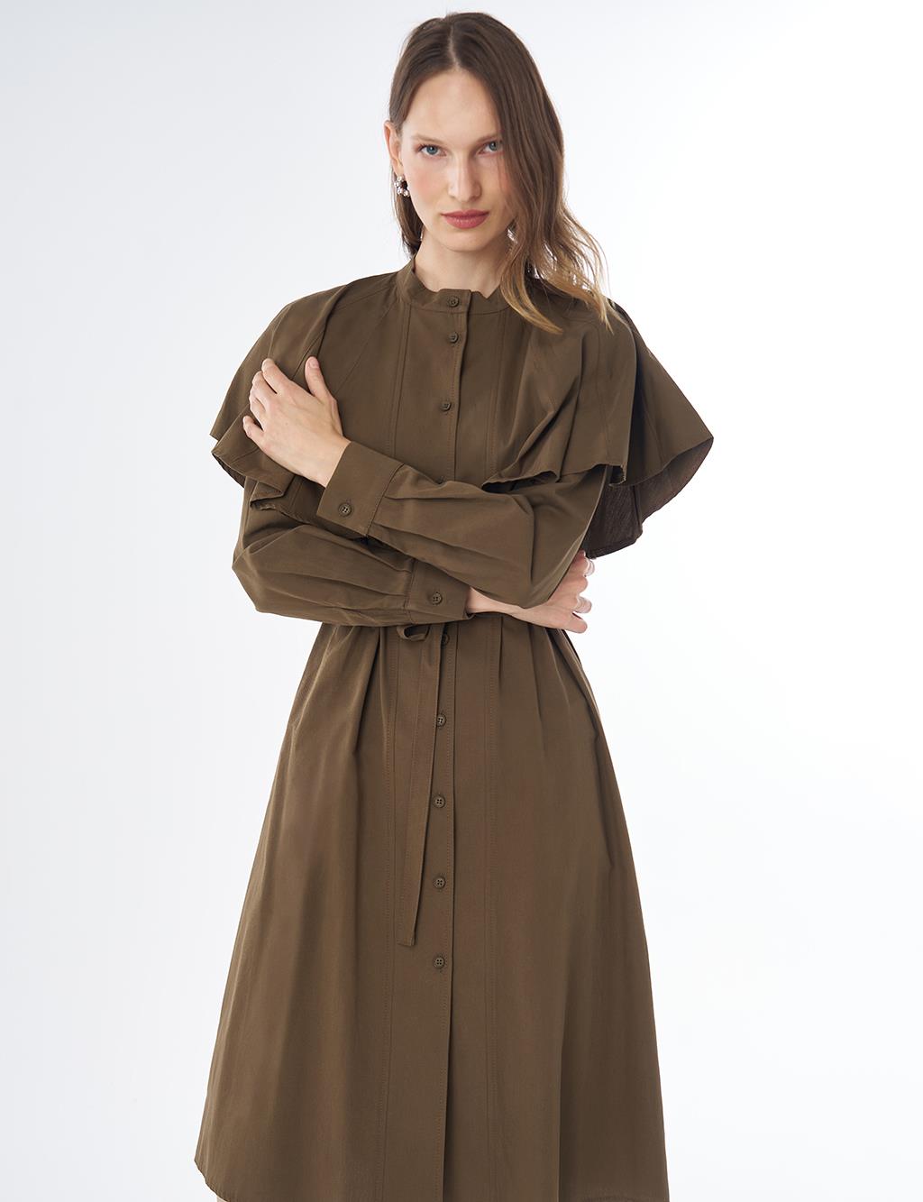 Cape-Detail Long Tunic – Khaki