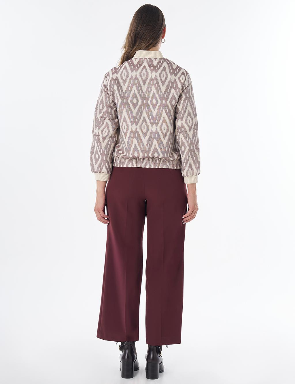 Pearl-Embellished Bomber Jacket – Brown