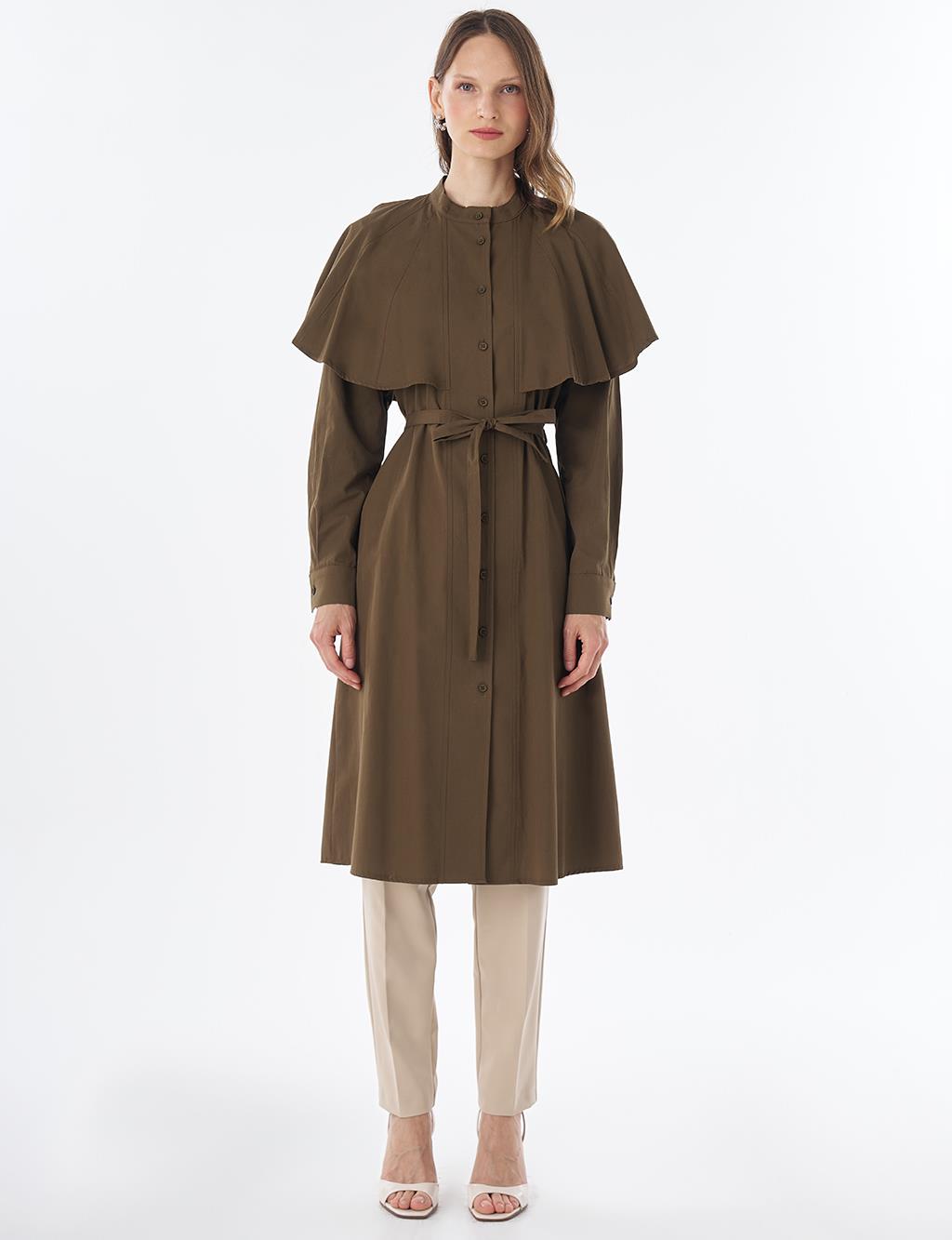 Cape-Detail Long Tunic – Khaki